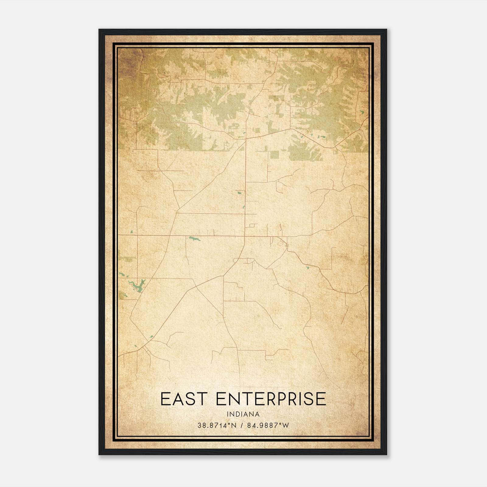 Vintage East Enterprise Indiana Map Poster, East Enterprise IN City Road Wall Art Print Vintage East Enterprise Indiana Map Poster, East Enterprise IN City Road Wall Art Print