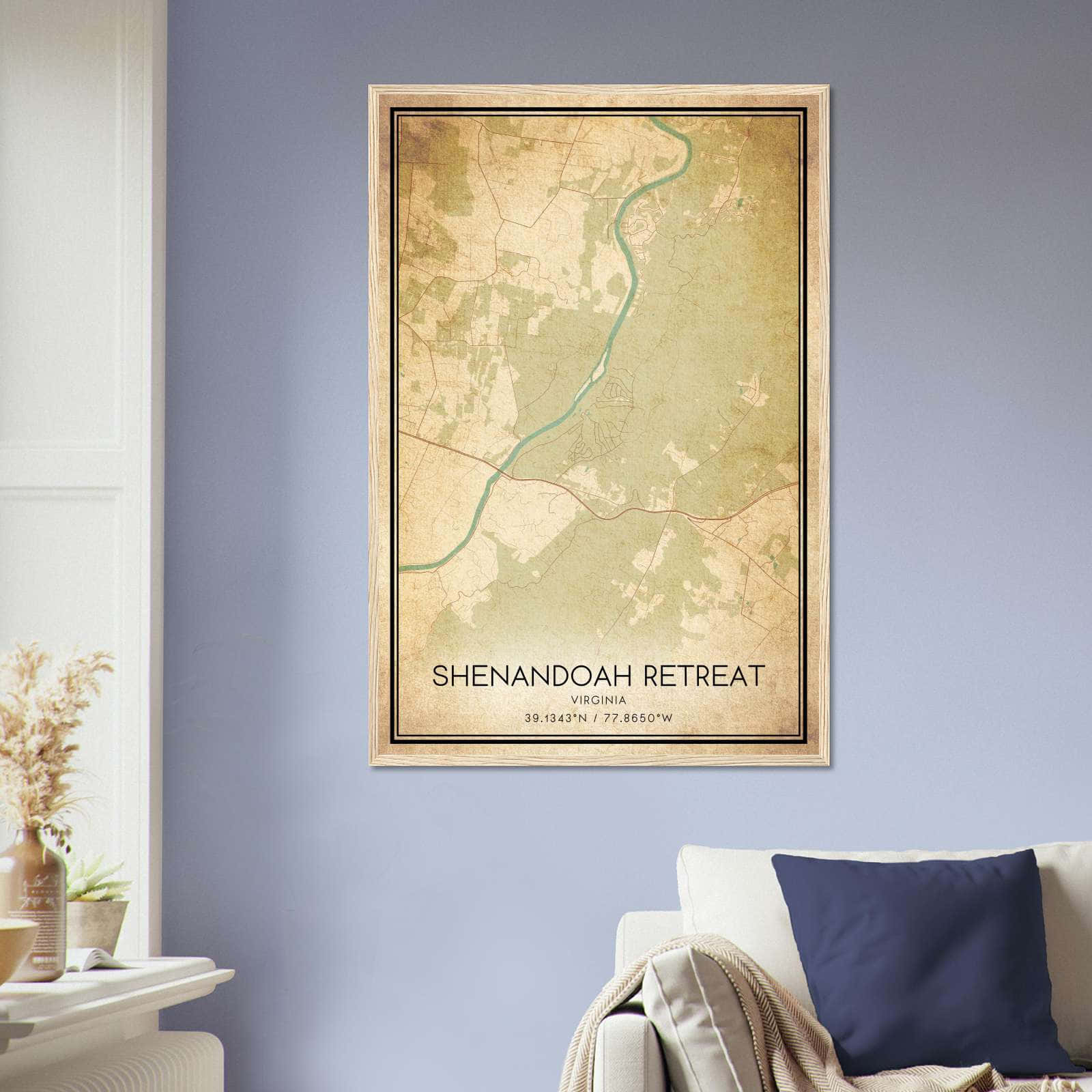 Vintage Shenandoah Retreat Virginia Map Poster, Shenandoah Retreat VA City Road Wall Art Print