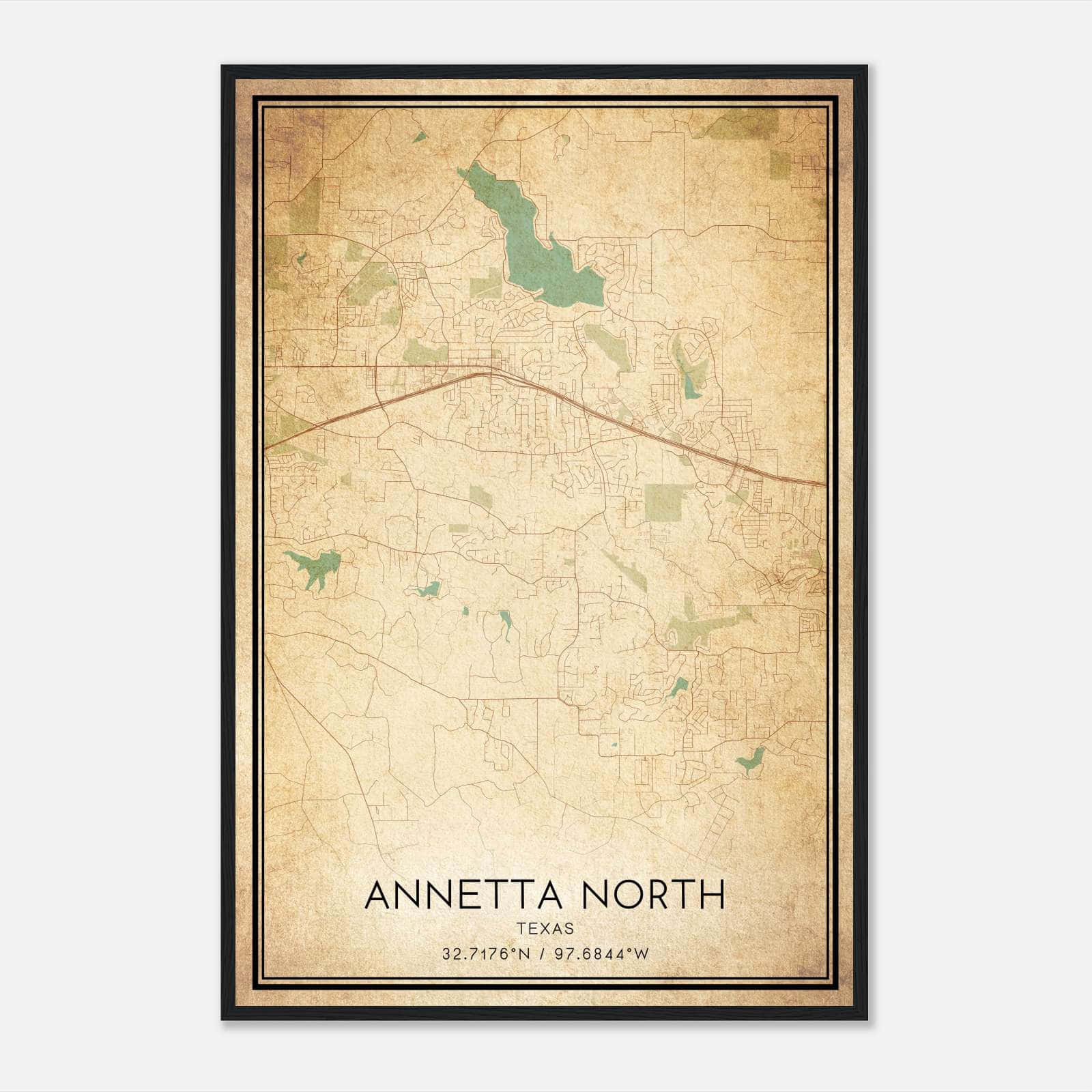 Vintage Annetta North Texas Map Poster, Annetta North TX City Road Wall Art Print Vintage Annetta North Texas Map Poster, Annetta North TX City Road Wall Art Print