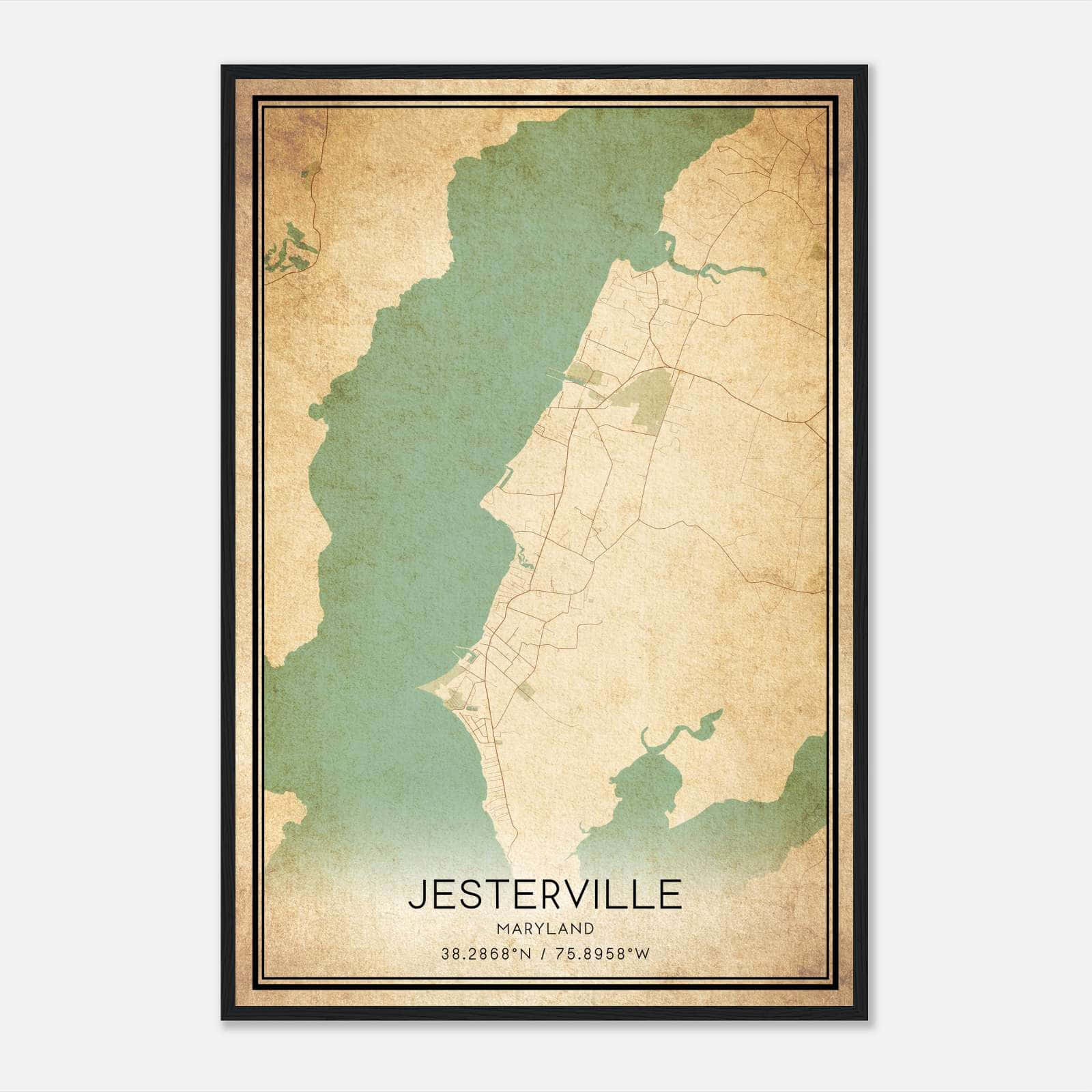 Vintage Jesterville Maryland Map Poster, Jesterville MD City Road Wall Art Print Vintage Jesterville Maryland Map Poster, Jesterville MD City Road Wall Art Print