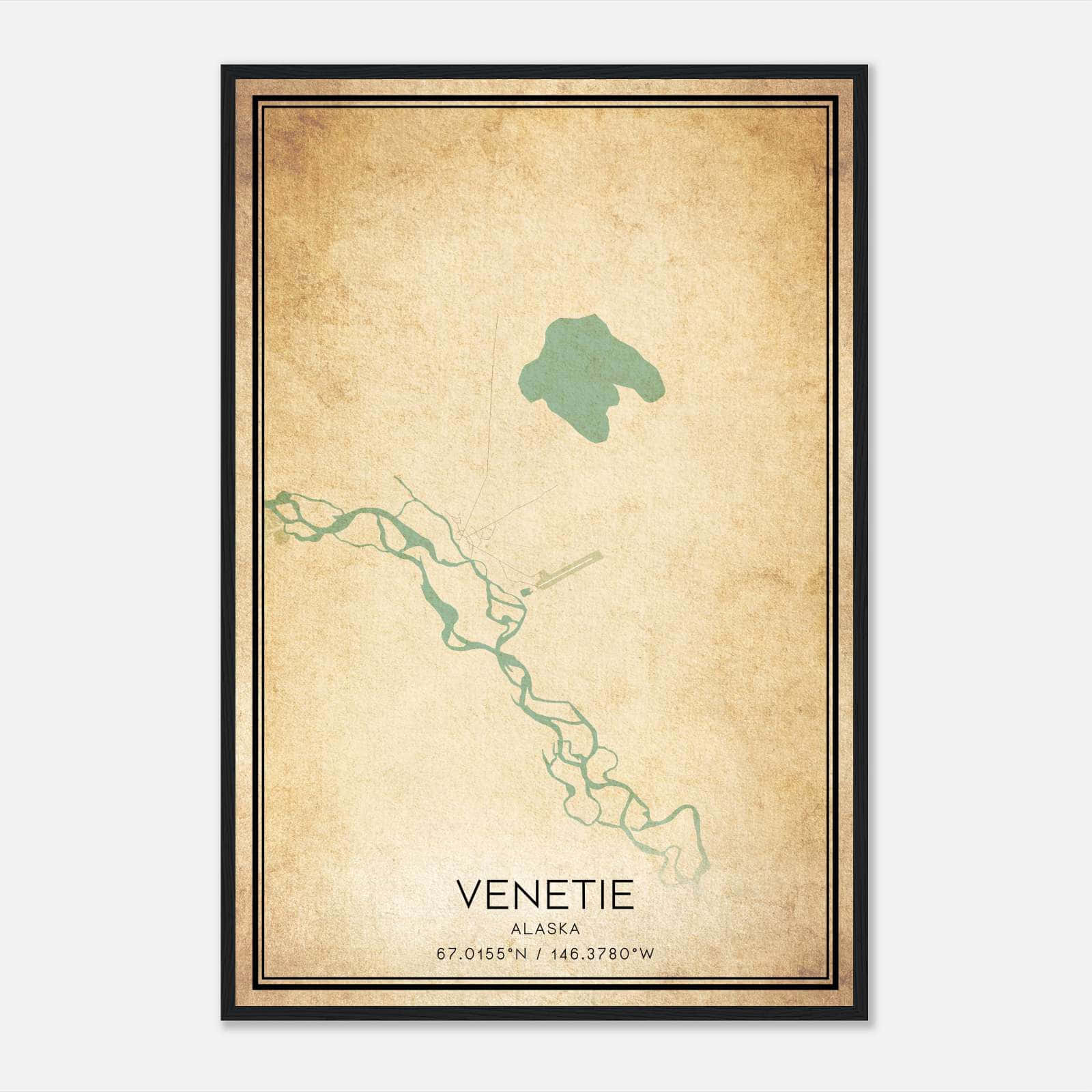 Vintage Venetie Alaska Map Poster, Venetie AK City Road Wall Art Print Vintage Venetie Alaska Map Poster, Venetie AK City Road Wall Art Print