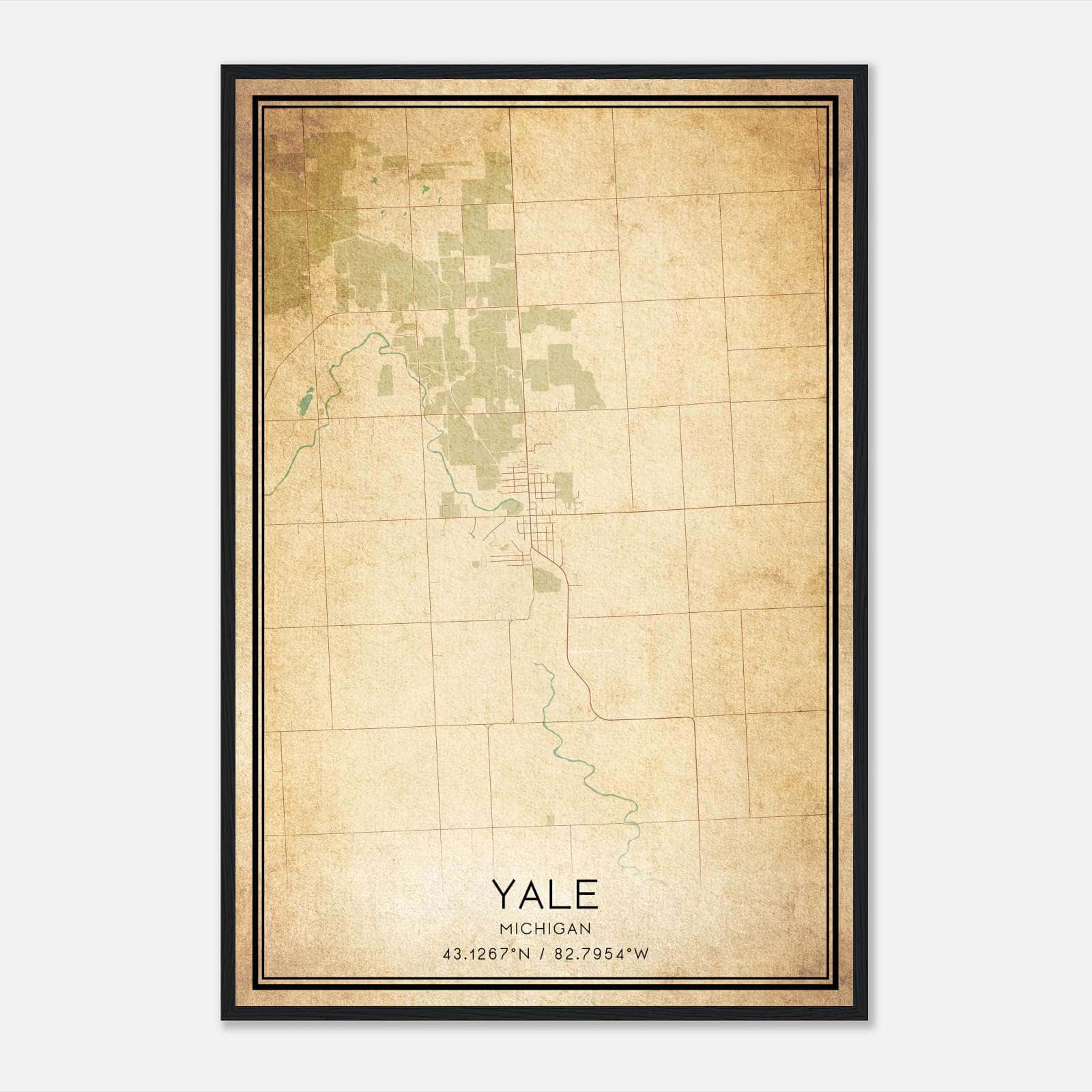 Vintage Yale Michigan Map Poster, Yale MI City Road Wall Art Print Vintage Yale Michigan Map Poster, Yale MI City Road Wall Art Print
