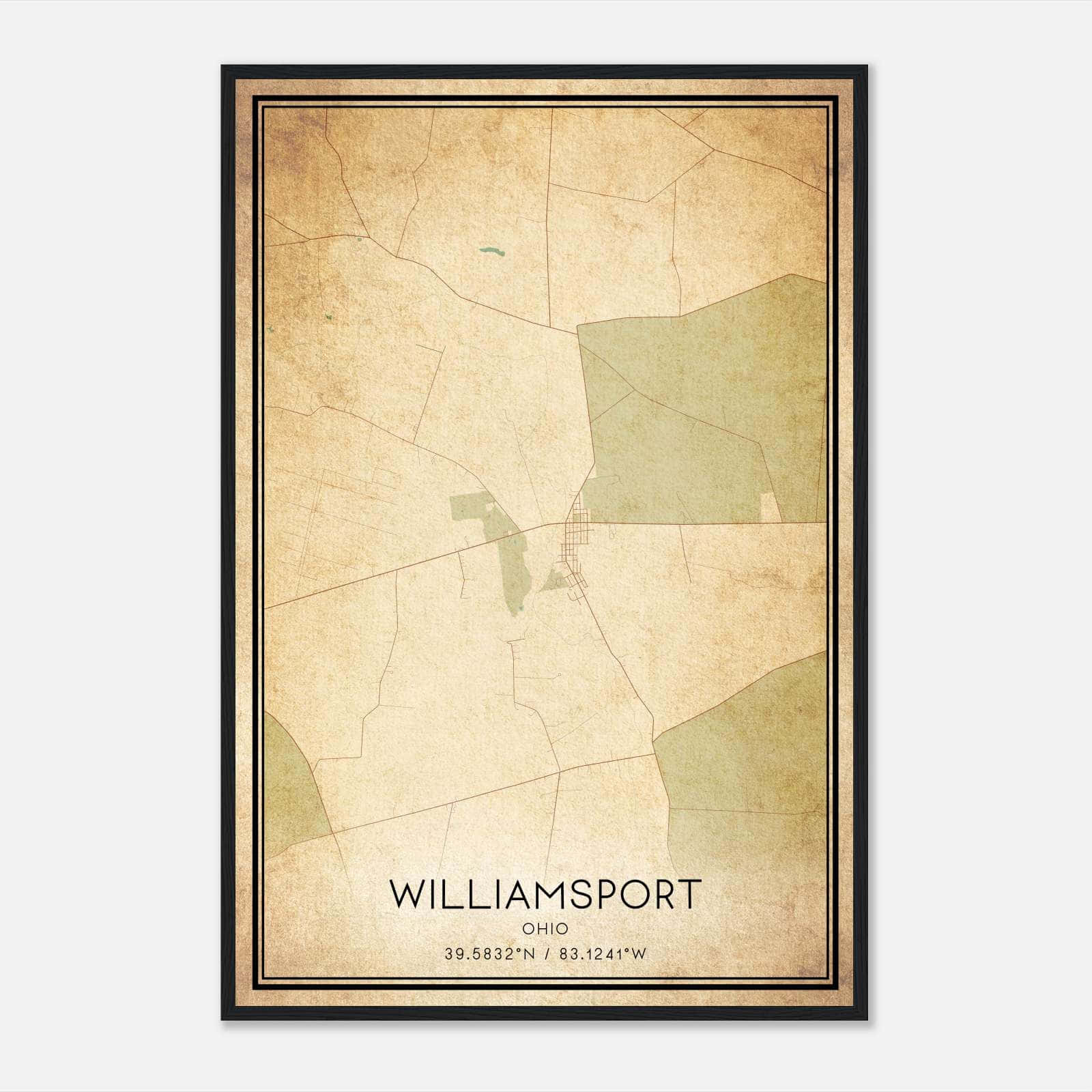 Vintage Williamsport Ohio Map Poster, Williamsport OH City Road Wall Art Print Vintage Williamsport Ohio Map Poster, Williamsport OH City Road Wall Art Print
