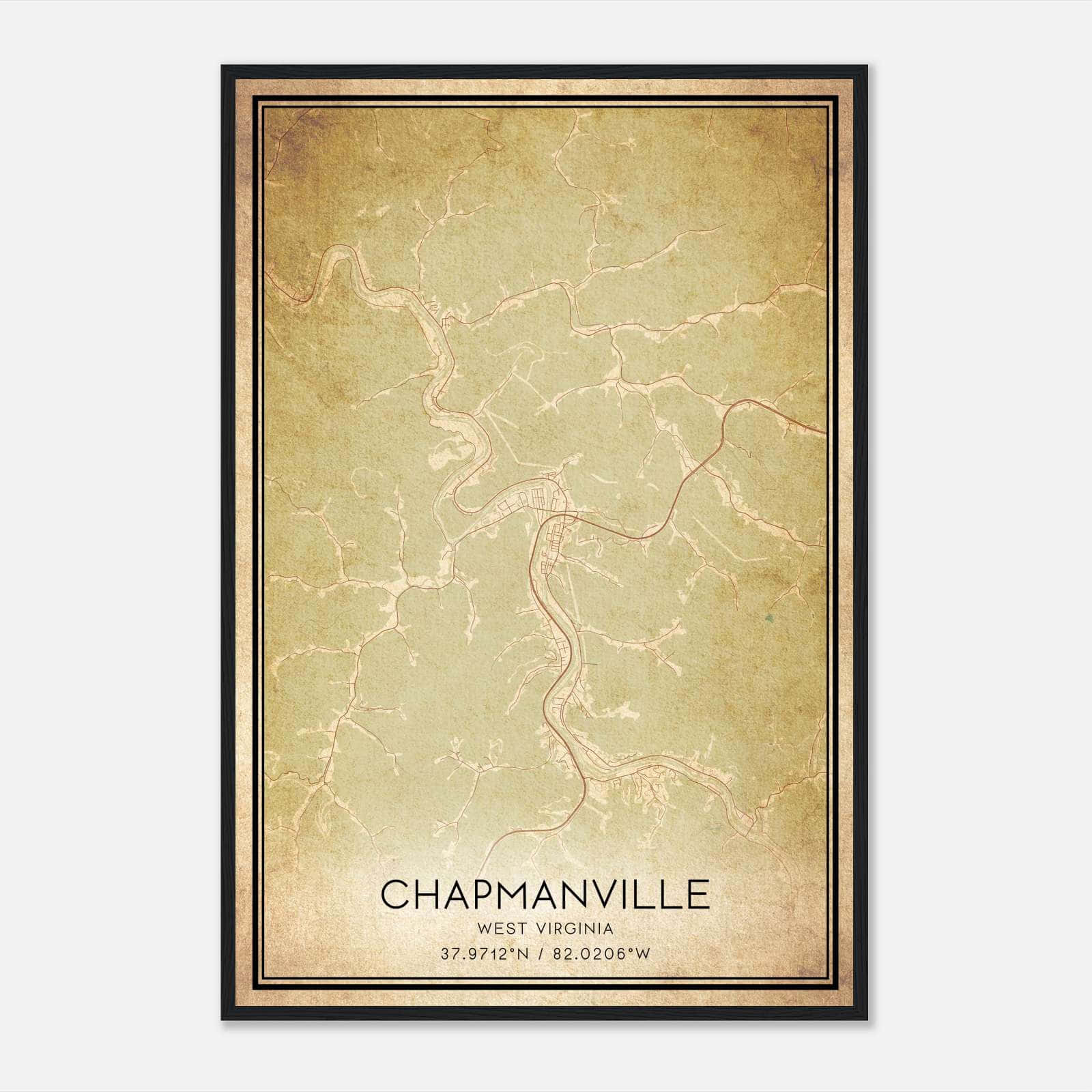 Vintage Chapmanville West Virginia Map Poster, Chapmanville WV City Road Wall Art Print Vintage Chapmanville West Virginia Map Poster, Chapmanville WV City Road Wall Art Print