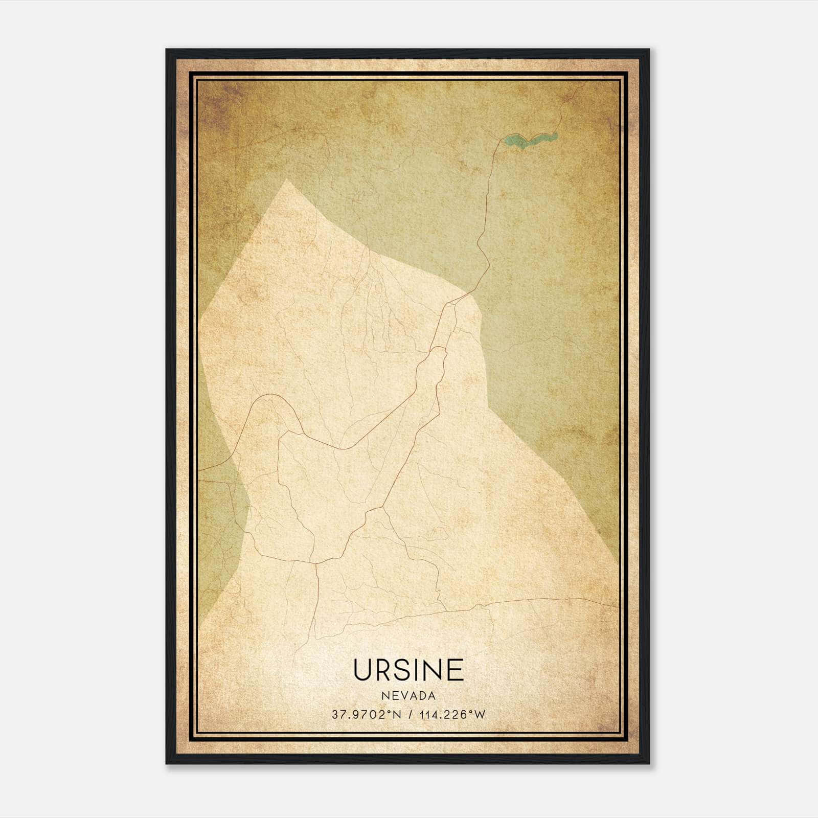 Vintage Ursine Nevada Map Poster, Ursine NV City Road Wall Art Print Vintage Ursine Nevada Map Poster, Ursine NV City Road Wall Art Print