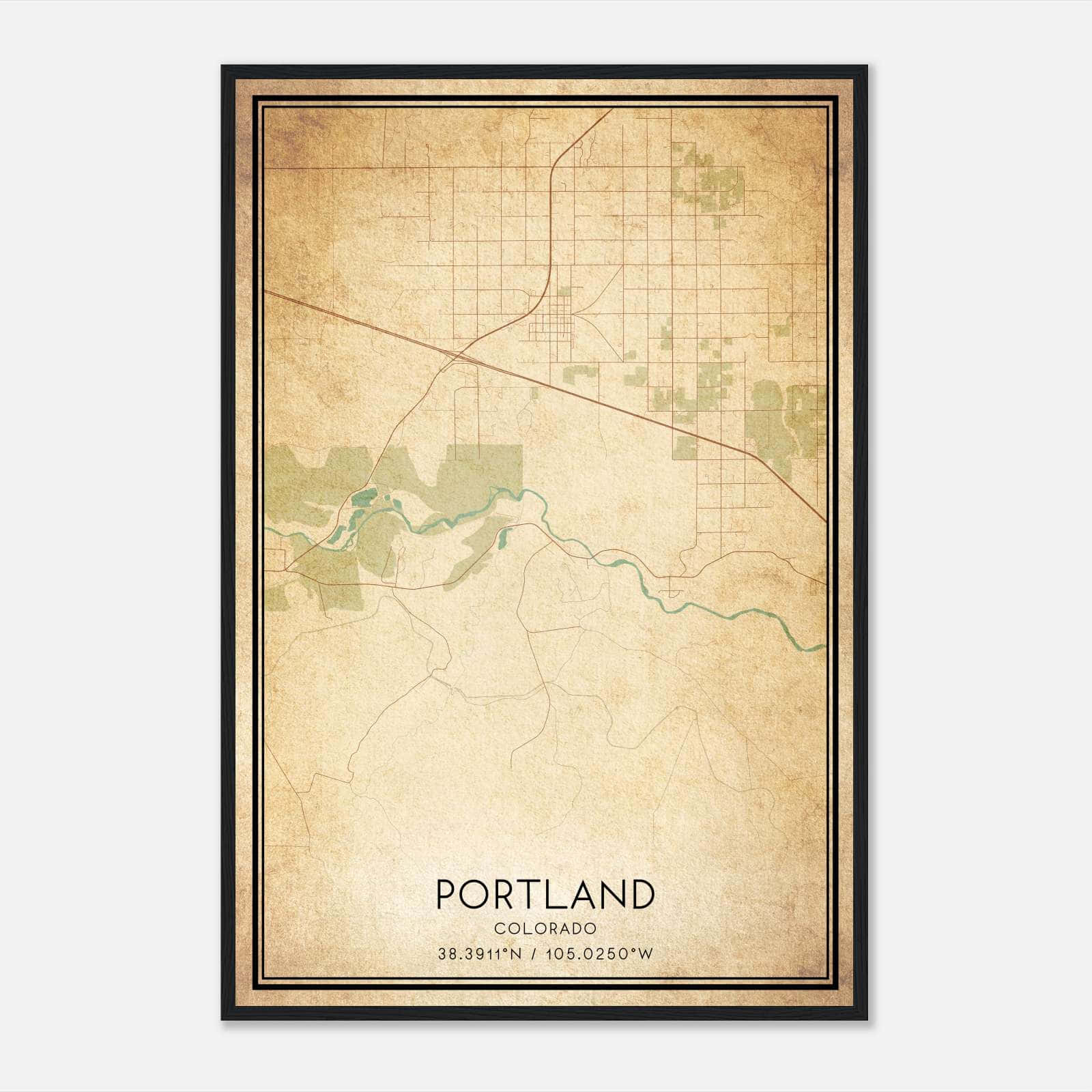 Vintage Portland Colorado Map Poster, Portland CO City Road Wall Art Print Vintage Portland Colorado Map Poster, Portland CO City Road Wall Art Print