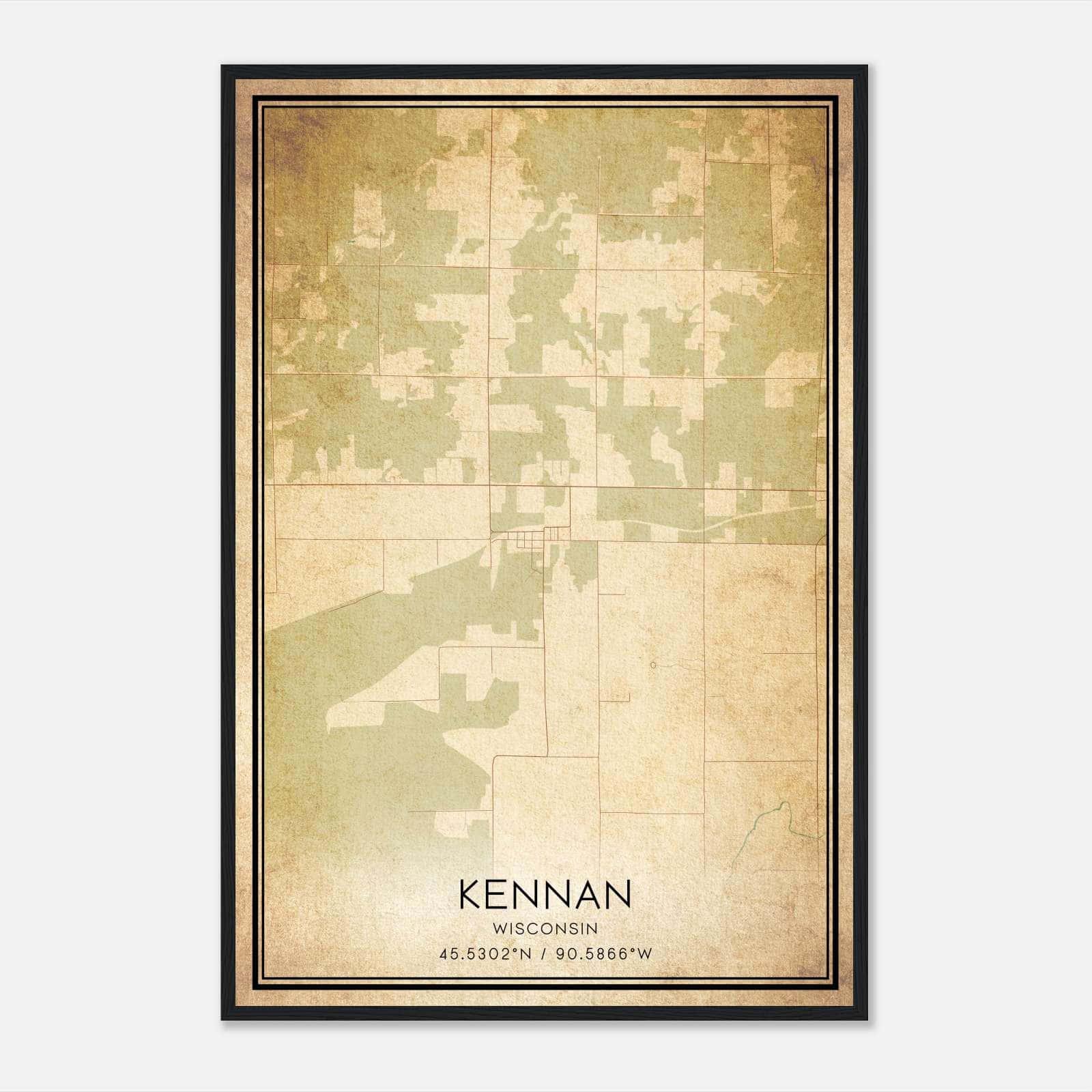 Vintage Kennan Wisconsin Map Poster, Kennan WI City Road Wall Art Print Vintage Kennan Wisconsin Map Poster, Kennan WI City Road Wall Art Print