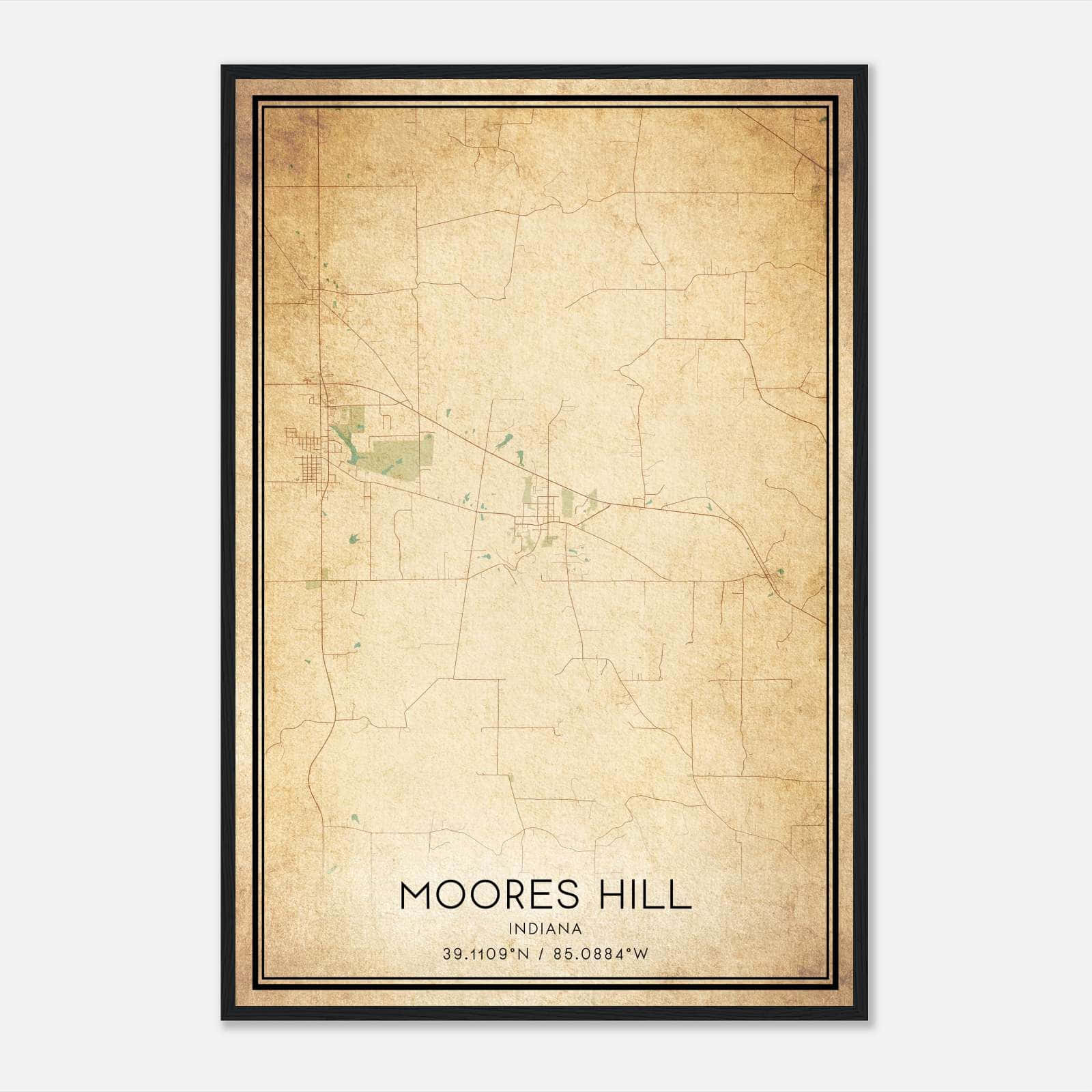 Vintage Moores Hill Indiana Map Poster, Moores Hill IN City Road Wall Art Print Vintage Moores Hill Indiana Map Poster, Moores Hill IN City Road Wall Art Print