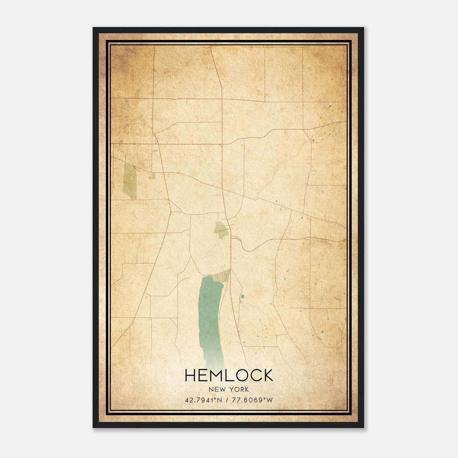 Vintage Hemlock New York Map Poster, Hemlock NY City Road Wall Art Print Vintage Hemlock New York Map Poster, Hemlock NY City Road Wall Art Print