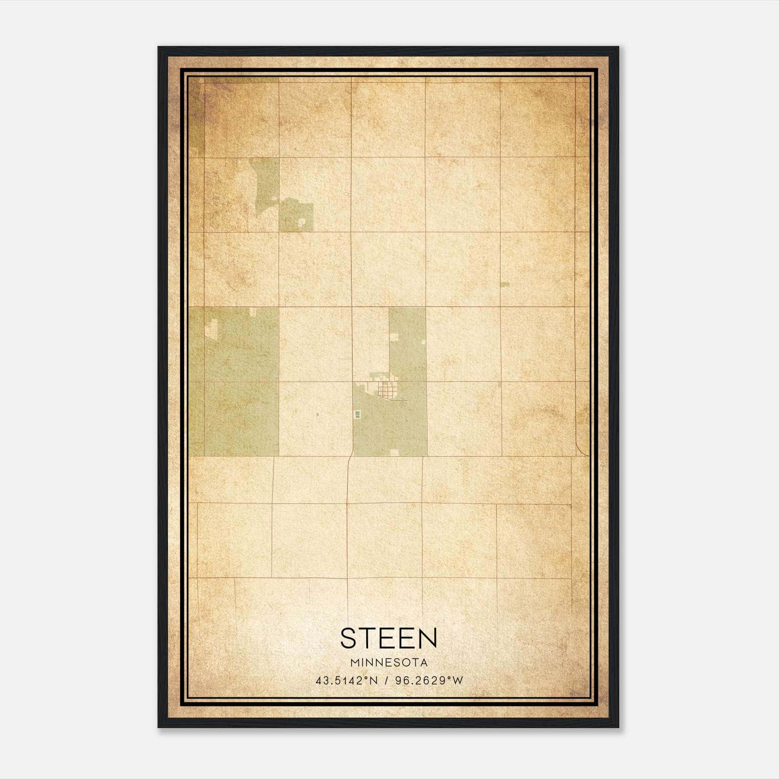 Vintage Steen Minnesota Map Poster, Steen MN City Road Wall Art Print Vintage Steen Minnesota Map Poster, Steen MN City Road Wall Art Print