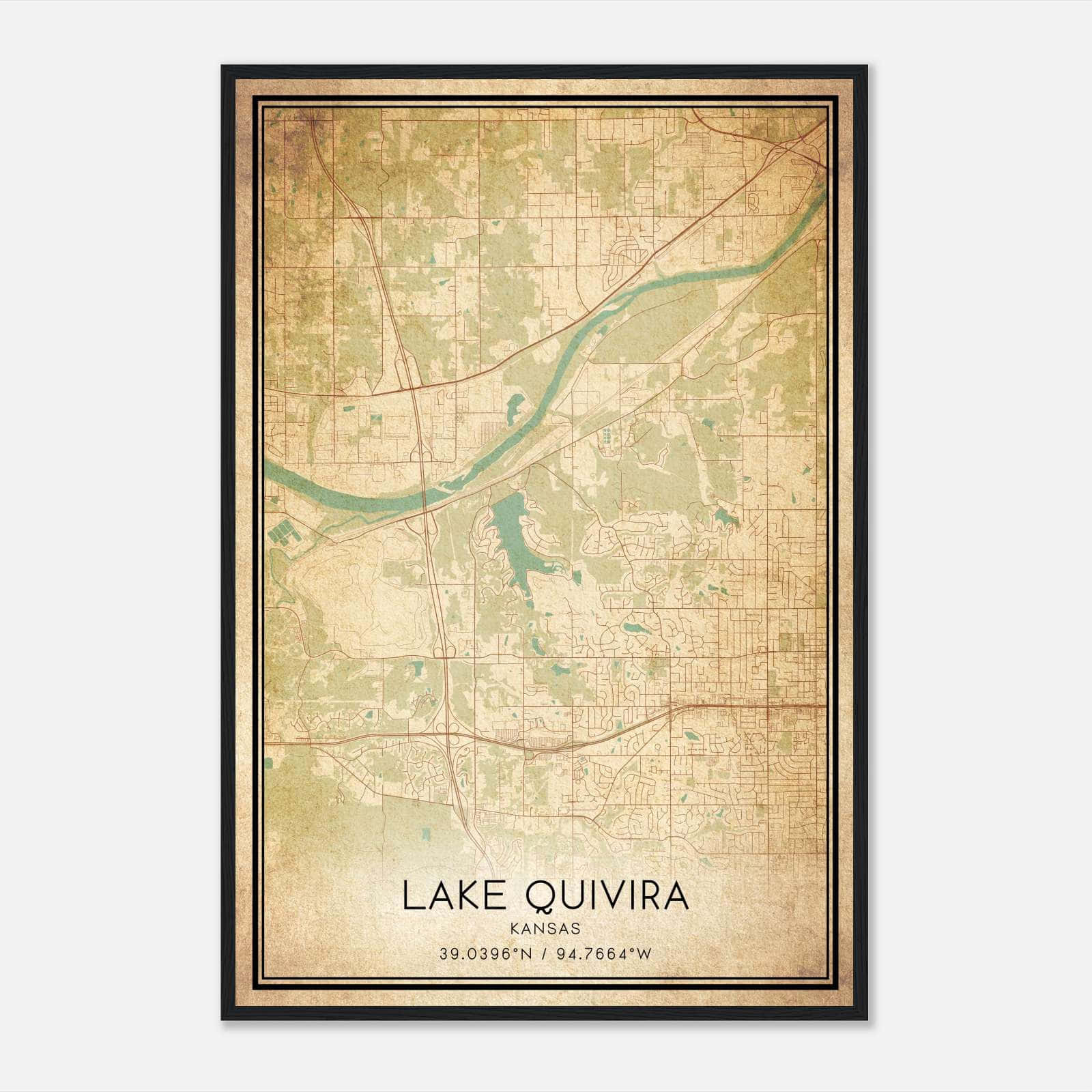Vintage Lake Quivira Kansas Map Poster, Lake Quivira KS City Road Wall Art Print Vintage Lake Quivira Kansas Map Poster, Lake Quivira KS City Road Wall Art Print