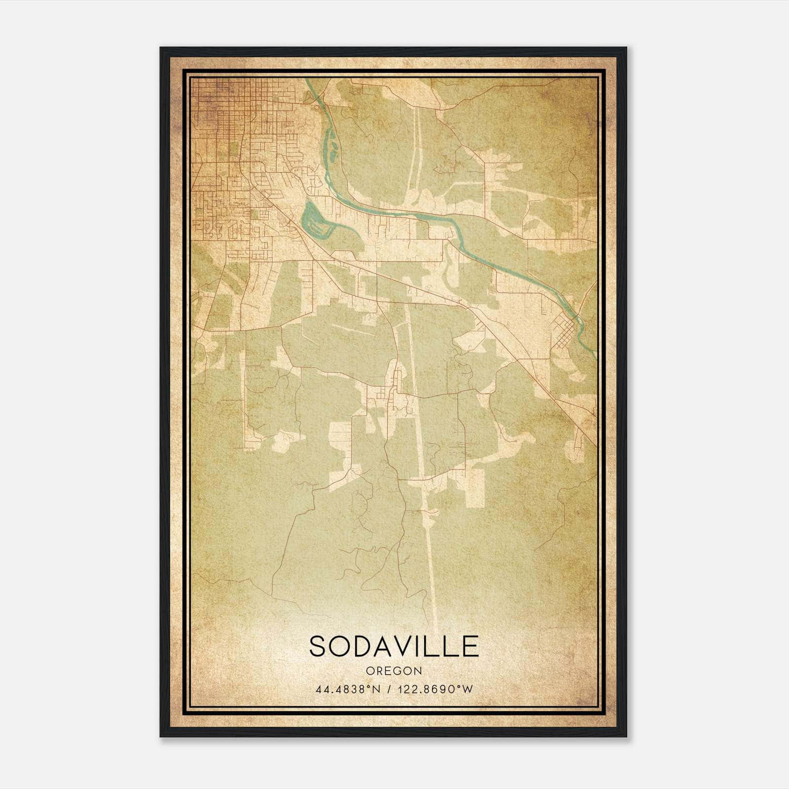 Vintage Sodaville Oregon Map Poster, Sodaville OR City Road Wall Art Print Vintage Sodaville Oregon Map Poster, Sodaville OR City Road Wall Art Print