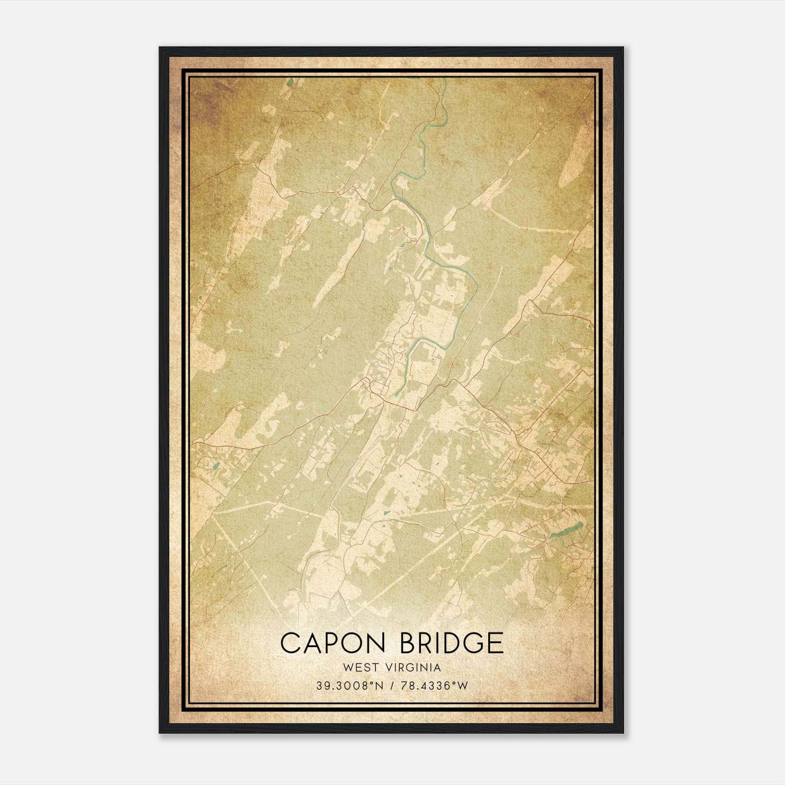 Vintage Capon Bridge West Virginia Map Poster, Capon Bridge WV City Road Wall Art Print Vintage Capon Bridge West Virginia Map Poster, Capon Bridge WV City Road Wall Art Print