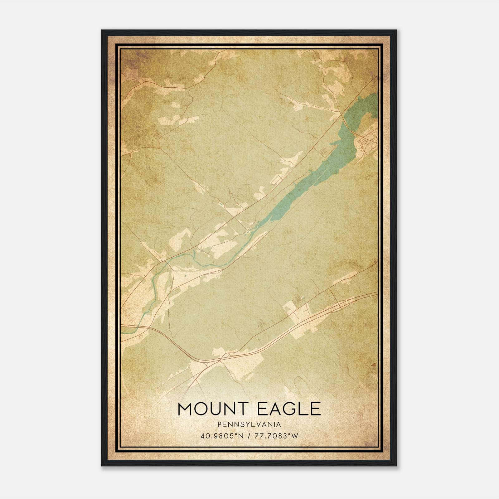 Vintage Mount Eagle Pennsylvania Map Poster, Mount Eagle PA City Road Wall Art Print Vintage Mount Eagle Pennsylvania Map Poster, Mount Eagle PA City Road Wall Art Print