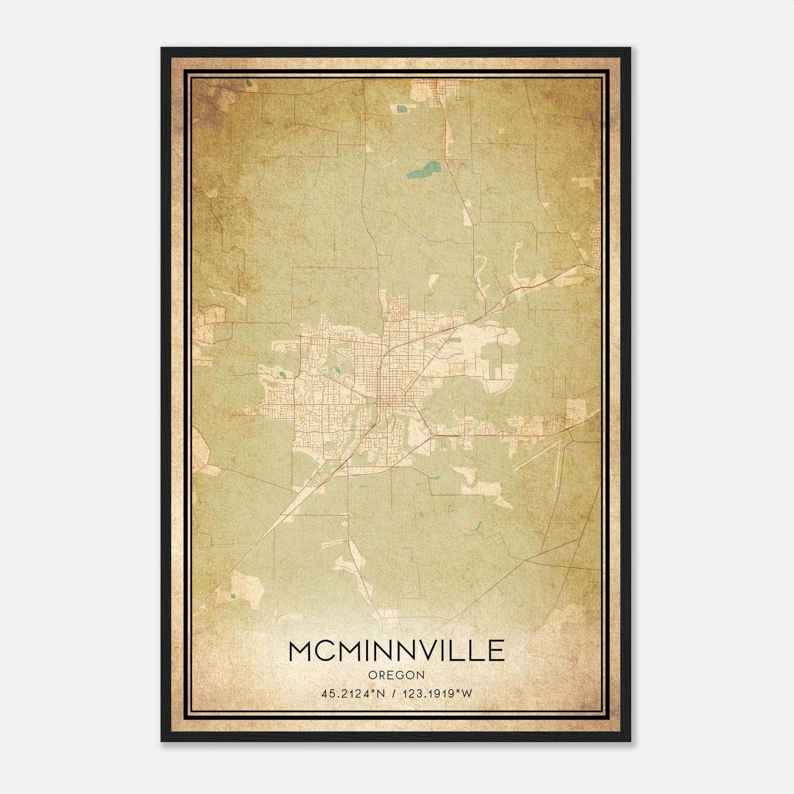 Vintage Mcminnville Oregon Map Poster, Mcminnville OR City Road Wall Art Print Vintage Mcminnville Oregon Map Poster, Mcminnville OR City Road Wall Art Print