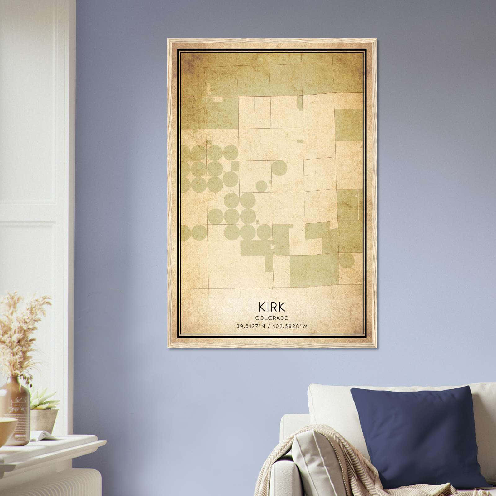Vintage Kirk Colorado Map Poster, Kirk CO City Road Wall Art Print