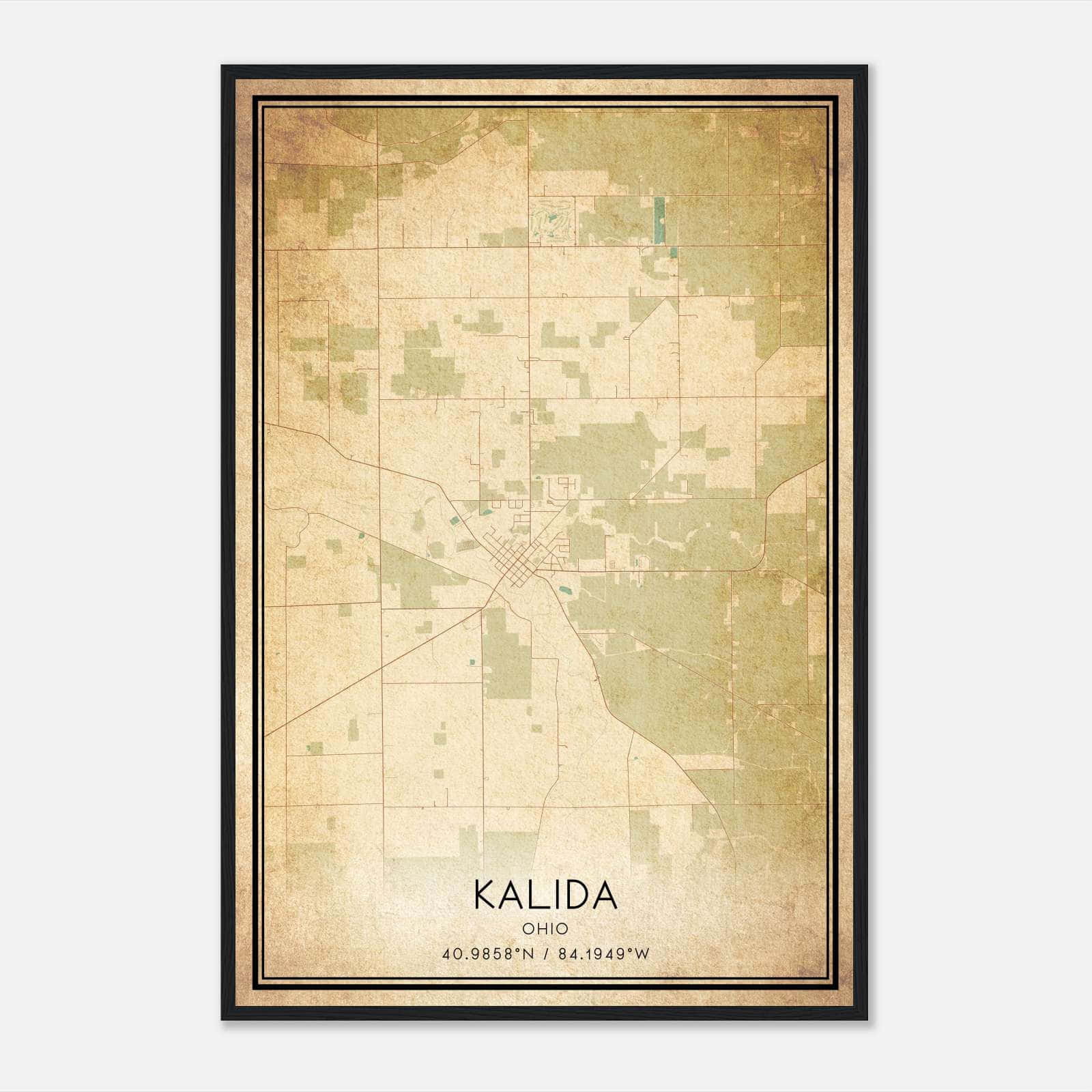 Vintage Kalida Ohio Map Poster, Kalida OH City Road Wall Art Print Vintage Kalida Ohio Map Poster, Kalida OH City Road Wall Art Print