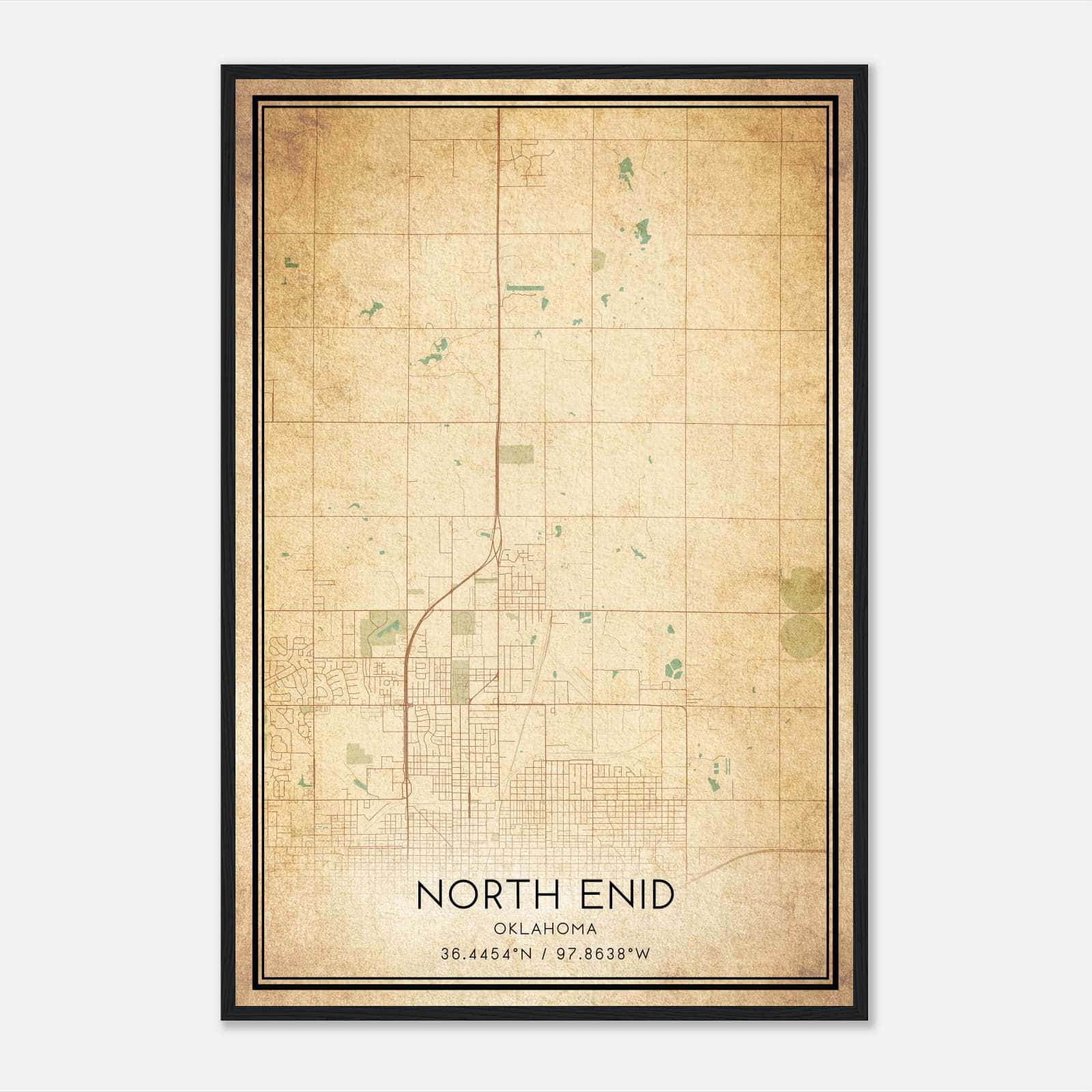 Vintage North Enid Oklahoma Map Poster, North Enid OK City Road Wall Art Print Vintage North Enid Oklahoma Map Poster, North Enid OK City Road Wall Art Print