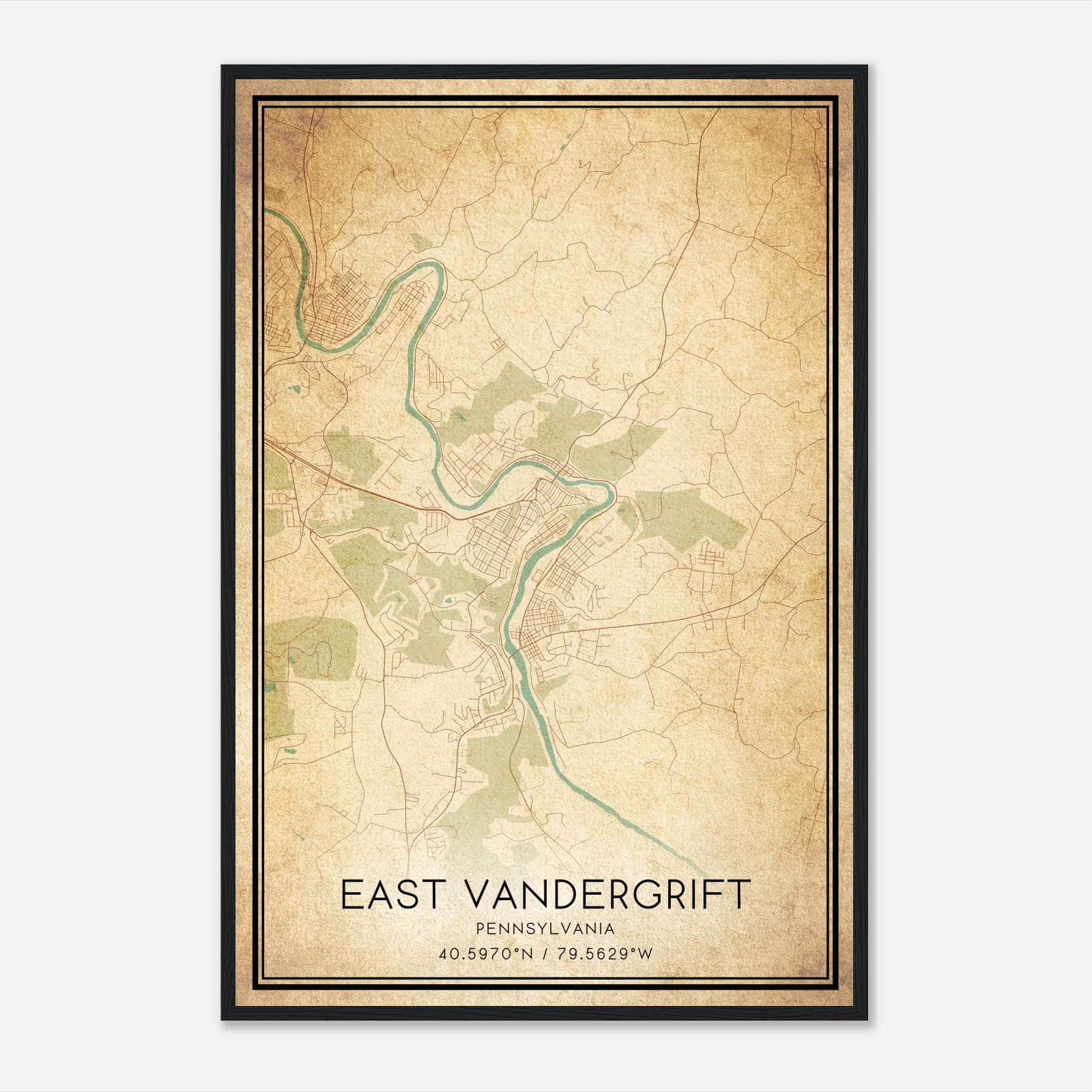 Vintage East Vandergrift Pennsylvania Map Poster, East Vandergrift PA City Road Wall Art Print Vintage East Vandergrift Pennsylvania Map Poster, East Vandergrift PA City Road Wall Art Print