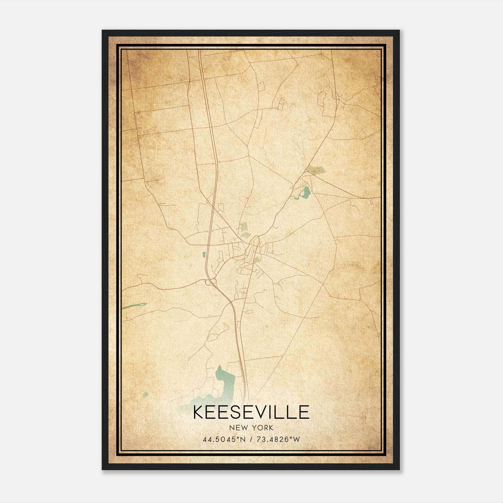 Vintage Keeseville New York Map Poster, Keeseville NY City Road Wall Art Print Vintage Keeseville New York Map Poster, Keeseville NY City Road Wall Art Print