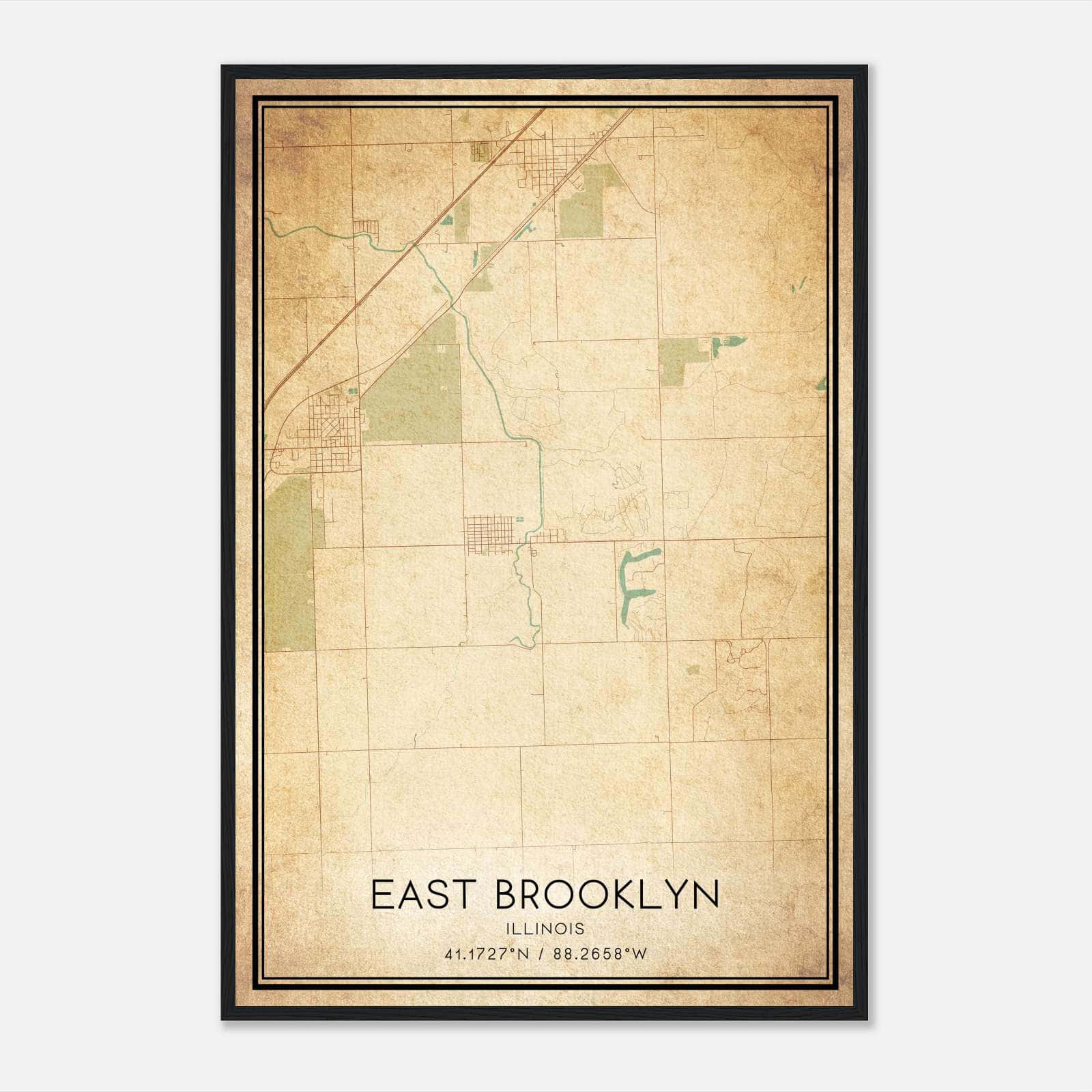 Vintage East Brooklyn Illinois Map Poster, East Brooklyn IL City Road Wall Art Print Vintage East Brooklyn Illinois Map Poster, East Brooklyn IL City Road Wall Art Print