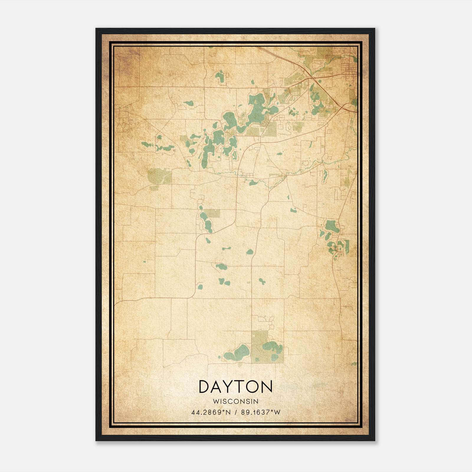 Vintage Dayton Wisconsin Map Poster, Dayton WI City Road Wall Art Print Vintage Dayton Wisconsin Map Poster, Dayton WI City Road Wall Art Print