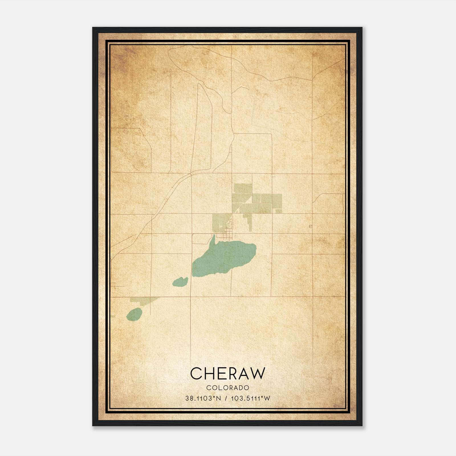 Vintage Cheraw Colorado Map Poster, Cheraw CO City Road Wall Art Print Vintage Cheraw Colorado Map Poster, Cheraw CO City Road Wall Art Print