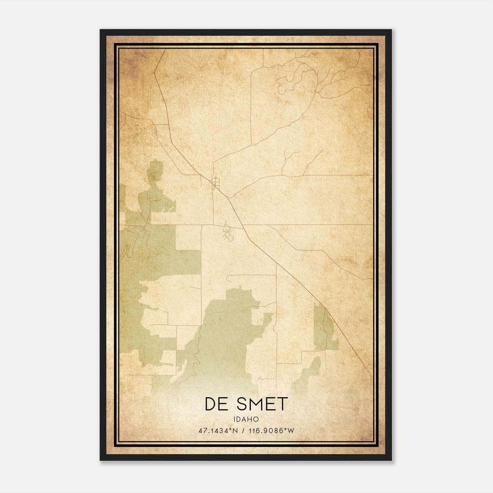 Vintage De Smet Idaho Map Poster, De Smet ID City Road Wall Art Print Vintage De Smet Idaho Map Poster, De Smet ID City Road Wall Art Print
