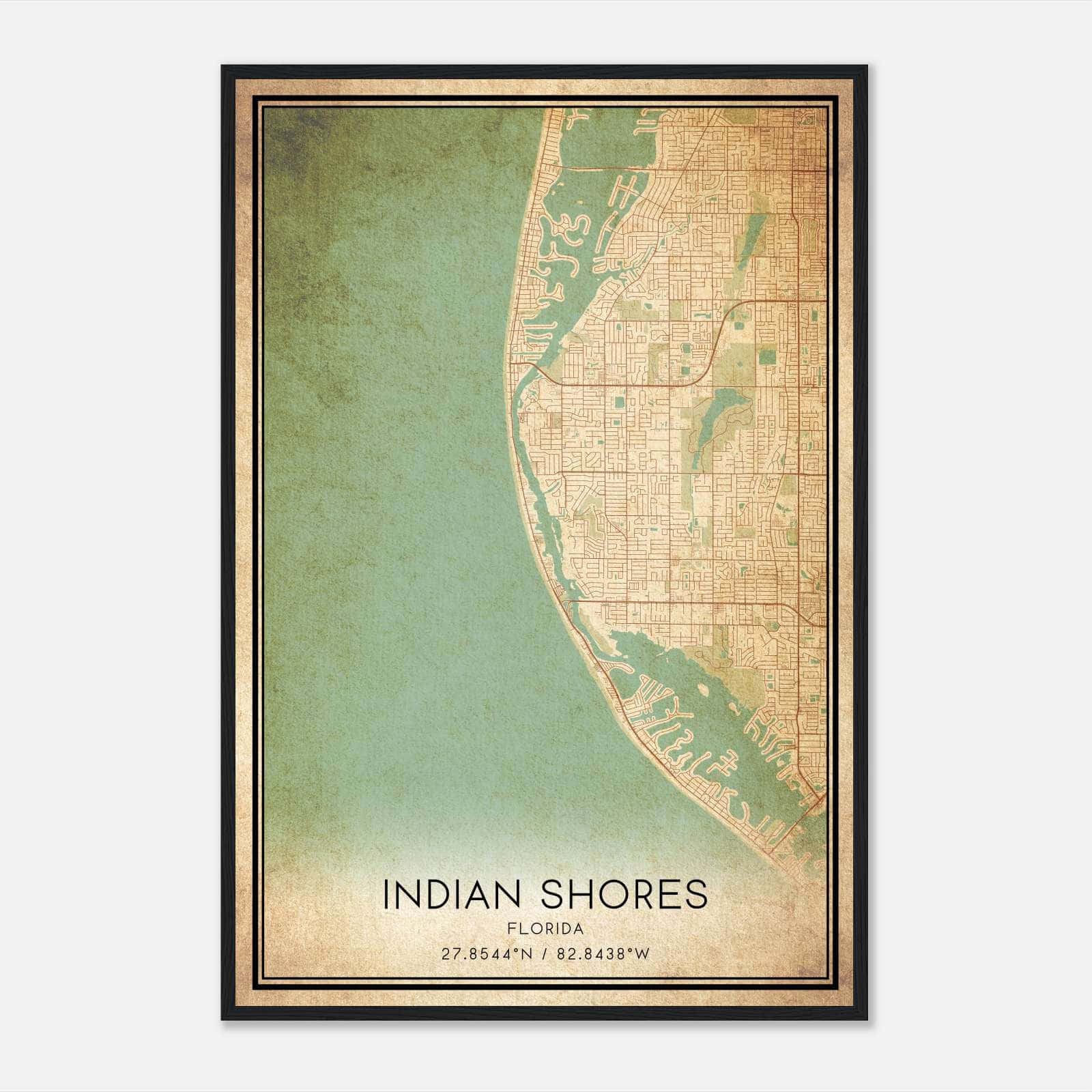 Vintage Indian Shores Florida Map - 9bd58a0ee2fdb66f9a186a87c30ebfc6
