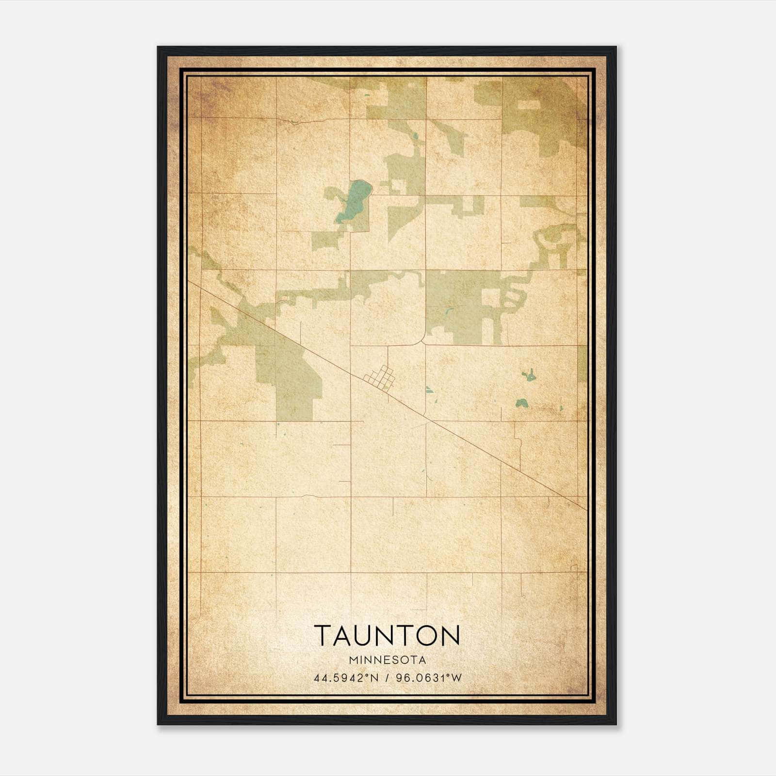 Vintage Taunton Minnesota Map Poster, Taunton MN City Road Wall Art Print Vintage Taunton Minnesota Map Poster, Taunton MN City Road Wall Art Print