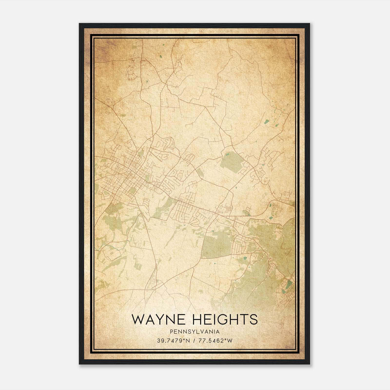 Vintage Wayne Heights Pennsylvania Map Poster, Wayne Heights PA City Road Wall Art Print Vintage Wayne Heights Pennsylvania Map Poster, Wayne Heights PA City Road Wall Art Print