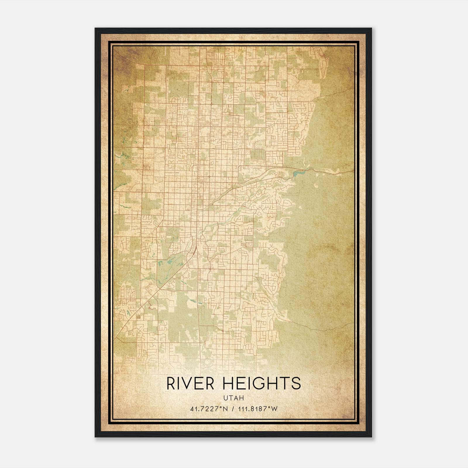 Vintage River Heights Utah Map Poster, River Heights UT City Road Wall Art Print Vintage River Heights Utah Map Poster, River Heights UT City Road Wall Art Print