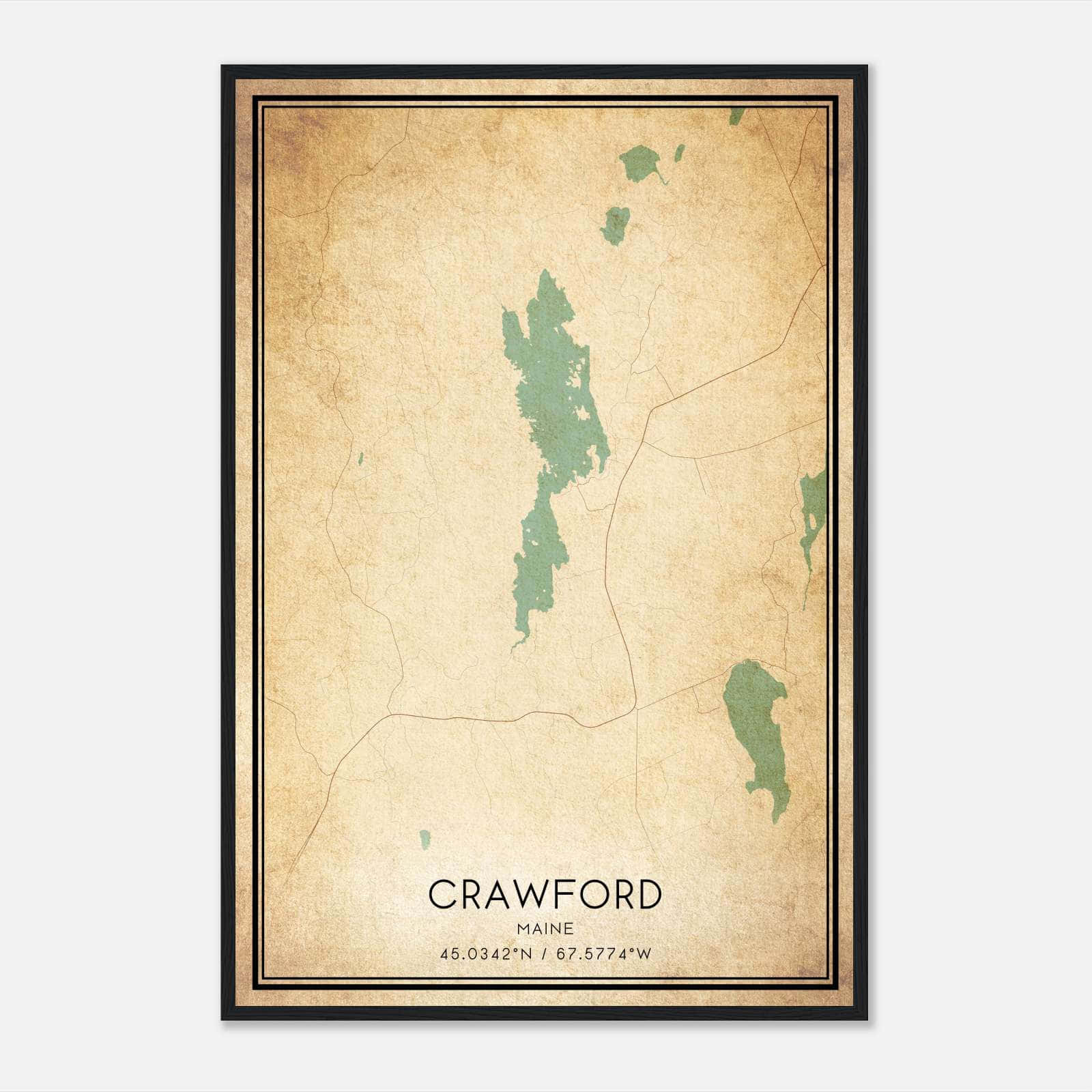 Vintage Crawford Maine Map Poster, Crawford ME City Road Wall Art Print Vintage Crawford Maine Map Poster, Crawford ME City Road Wall Art Print
