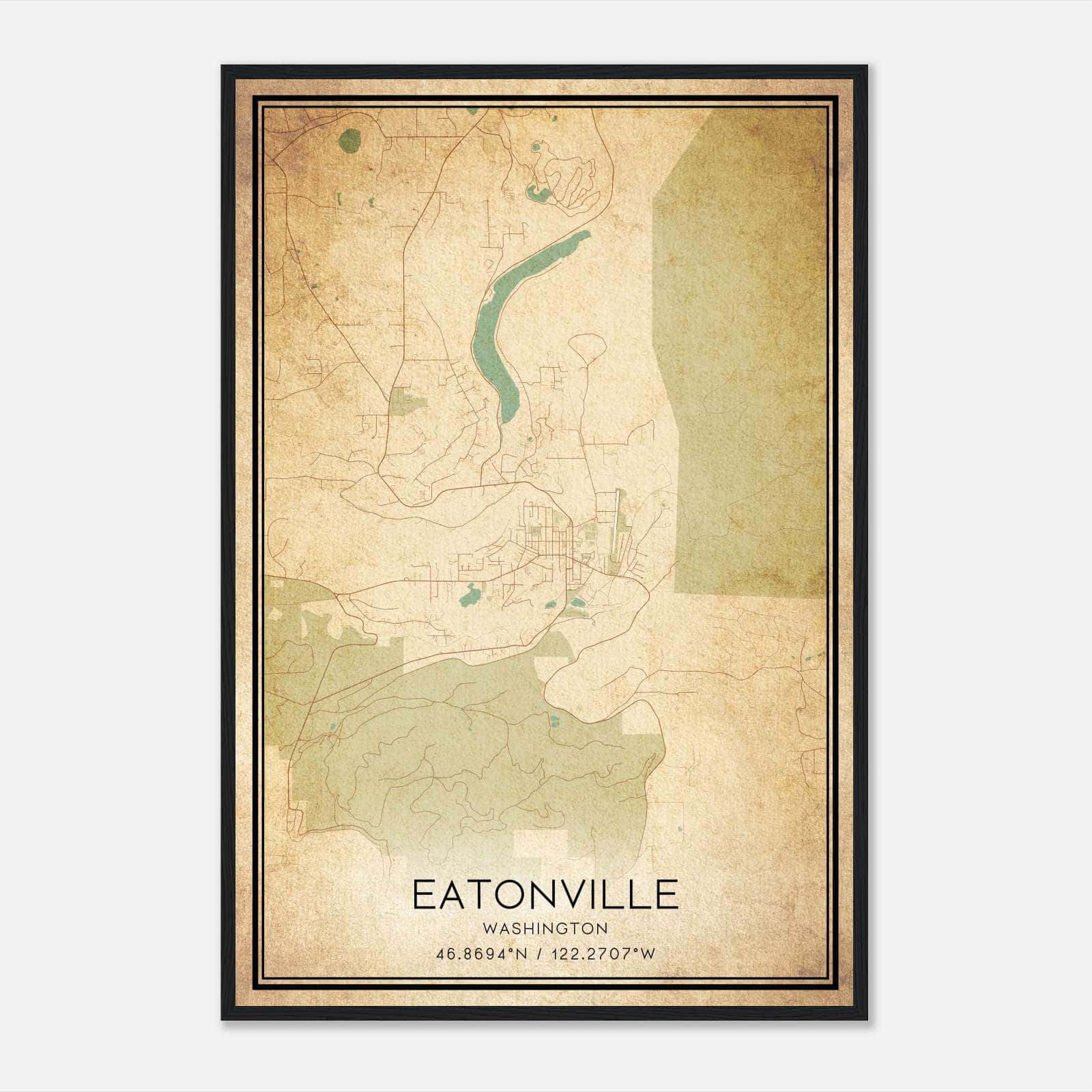 Vintage Eatonville Washington Map Poster, Eatonville WA City Road Wall Art Print Vintage Eatonville Washington Map Poster, Eatonville WA City Road Wall Art Print