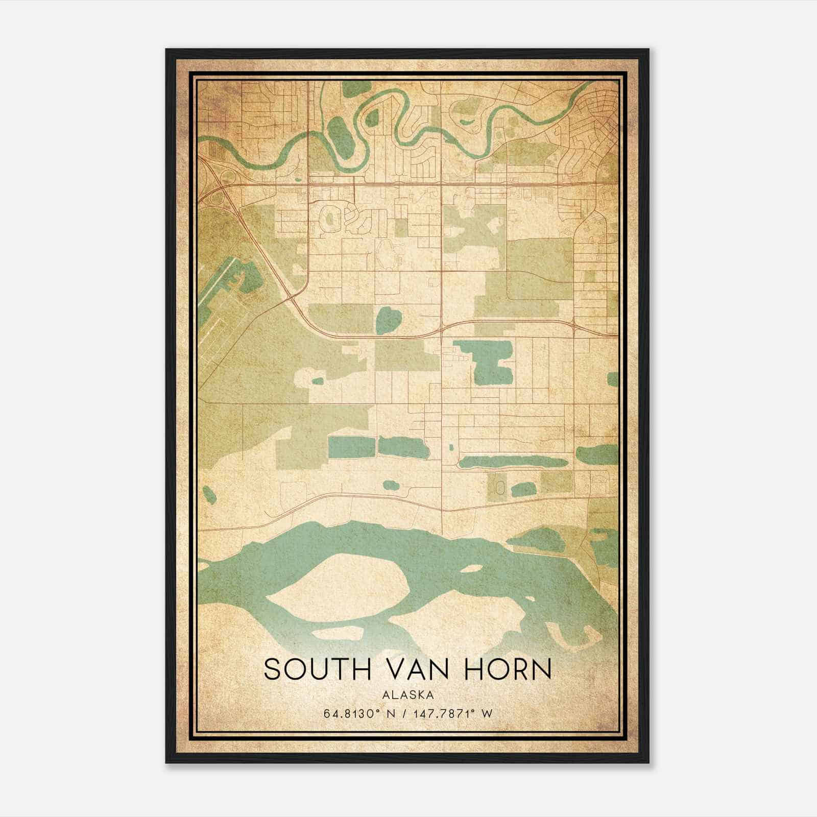 Vintage South Van Horn Alaska Map Poster, South Van Horn AK City Road Wall Art Print Vintage South Van Horn Alaska Map Poster, South Van Horn AK City Road Wall Art Print