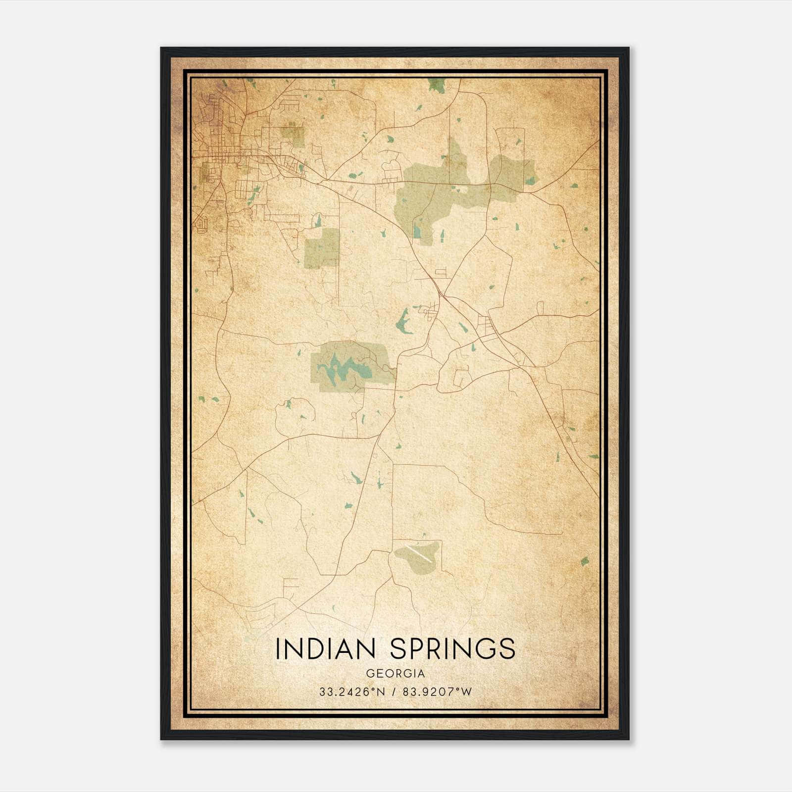 Vintage Indian Springs Georgia Map Poster, Indian Springs GA City Road Wall Art Print Vintage Indian Springs Georgia Map Poster, Indian Springs GA City Road Wall Art Print