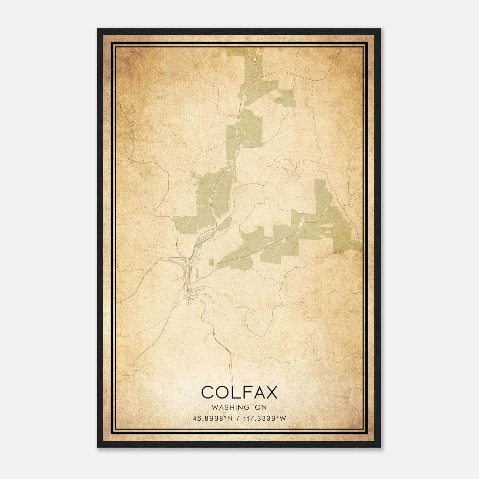 Vintage Colfax Washington Map Poster, Colfax WA City Road Wall Art Print Vintage Colfax Washington Map Poster, Colfax WA City Road Wall Art Print