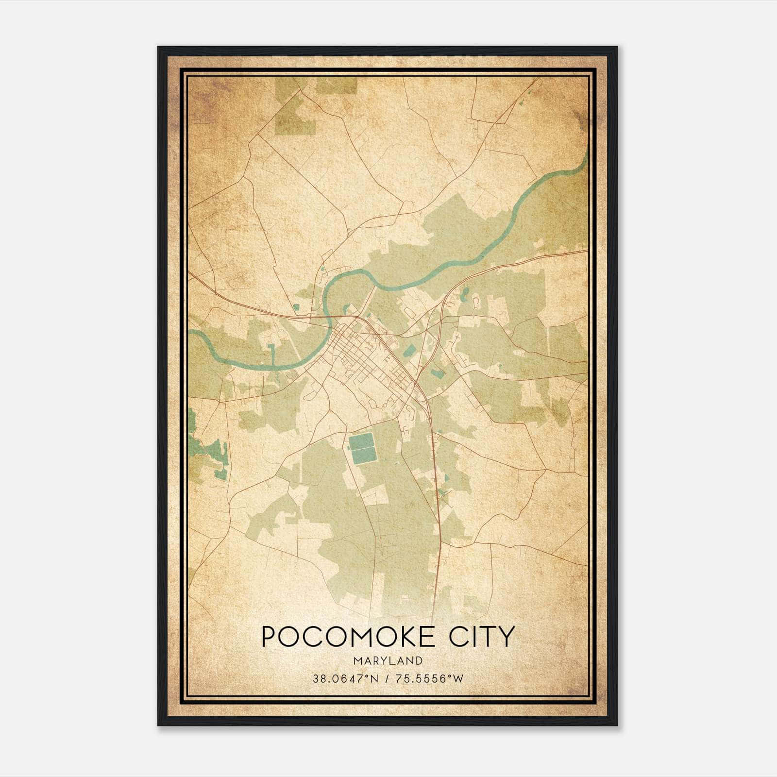 Vintage Pocomoke City Maryland Map Poster, Pocomoke City MD City Road Wall Art Print Vintage Pocomoke City Maryland Map Poster, Pocomoke City MD City Road Wall Art Print