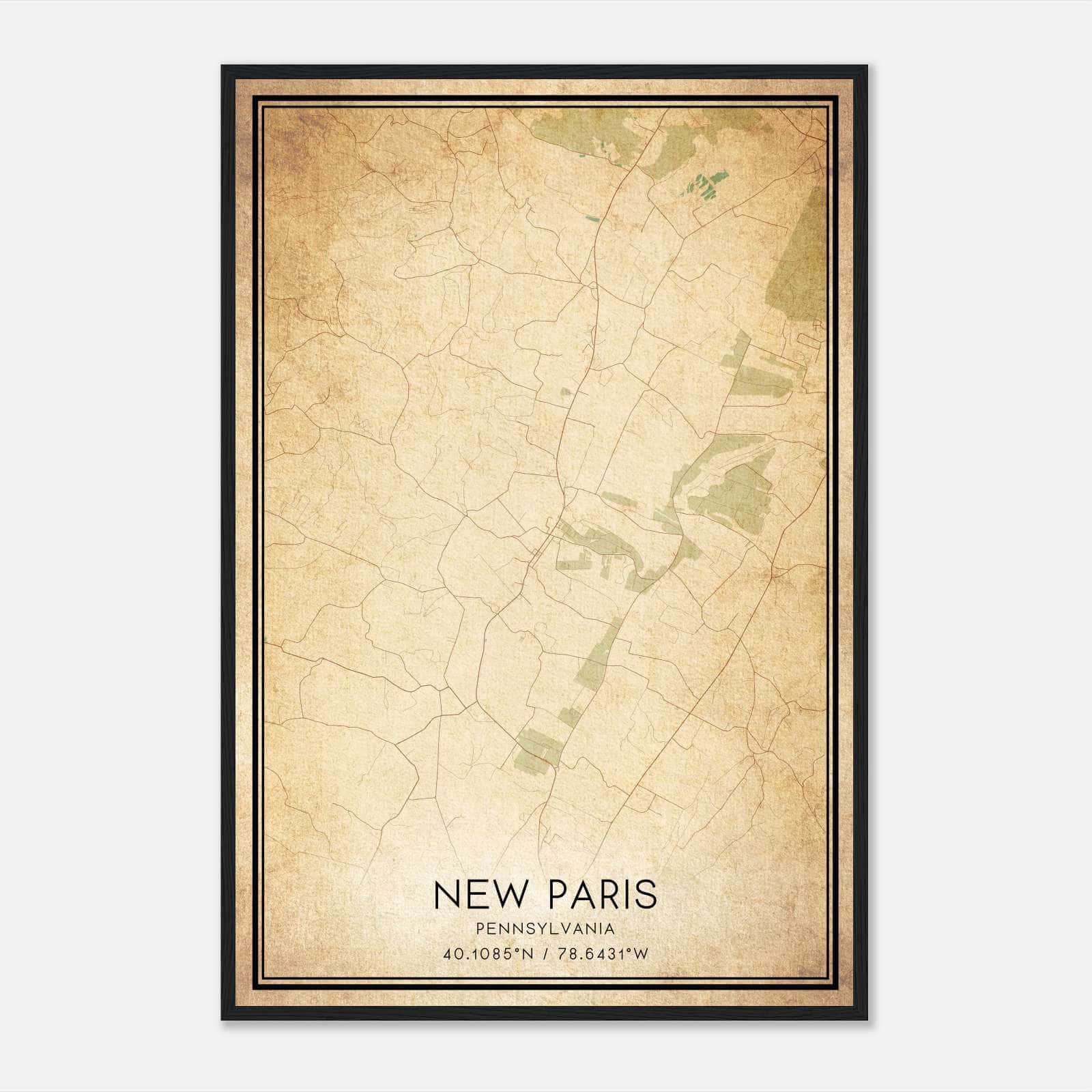 Vintage New Paris Pennsylvania Map Poster, New Paris PA City Road Wall Art Print Vintage New Paris Pennsylvania Map Poster, New Paris PA City Road Wall Art Print