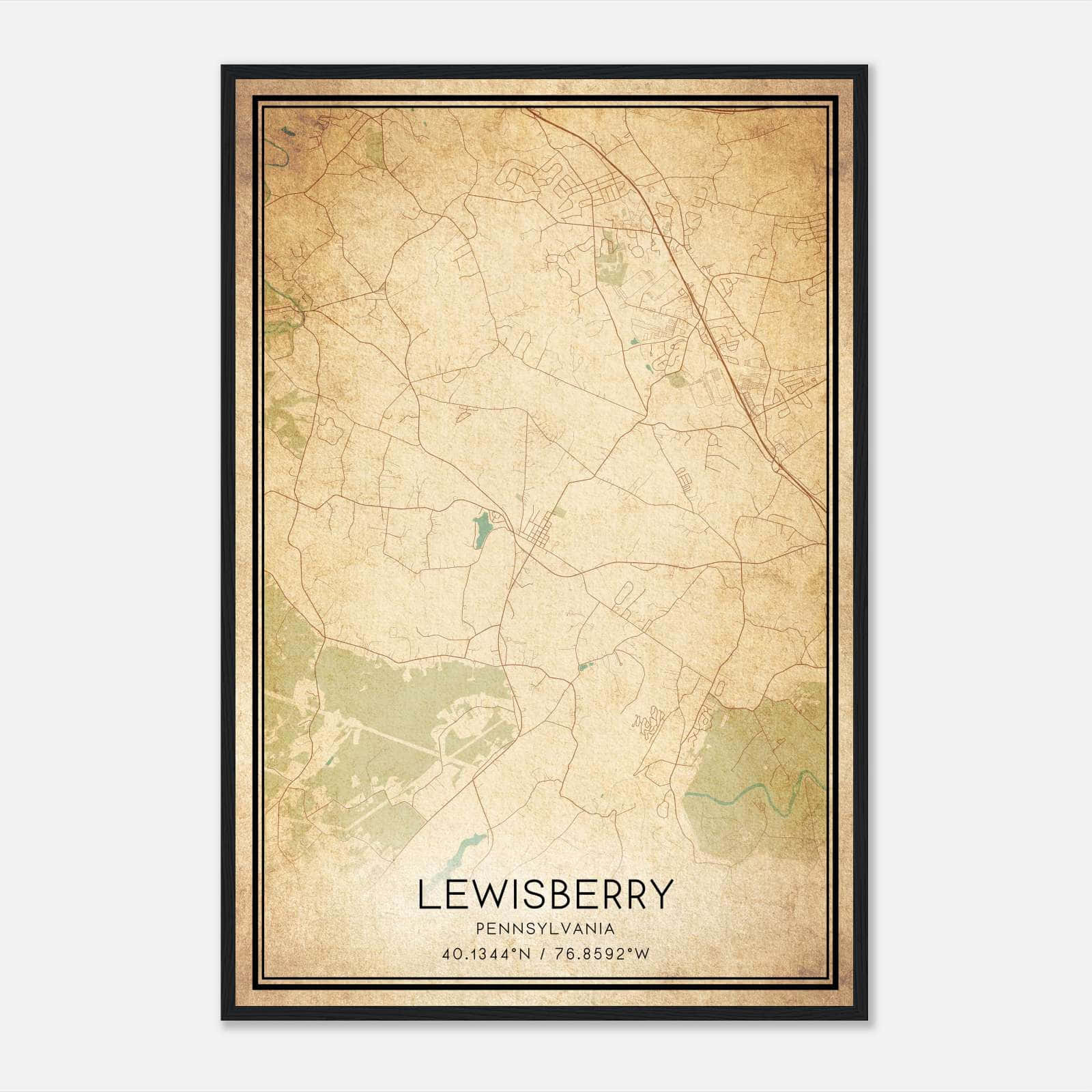 Vintage Lewisberry Pennsylvania Map Poster, Lewisberry PA City Road Wall Art Print Vintage Lewisberry Pennsylvania Map Poster, Lewisberry PA City Road Wall Art Print
