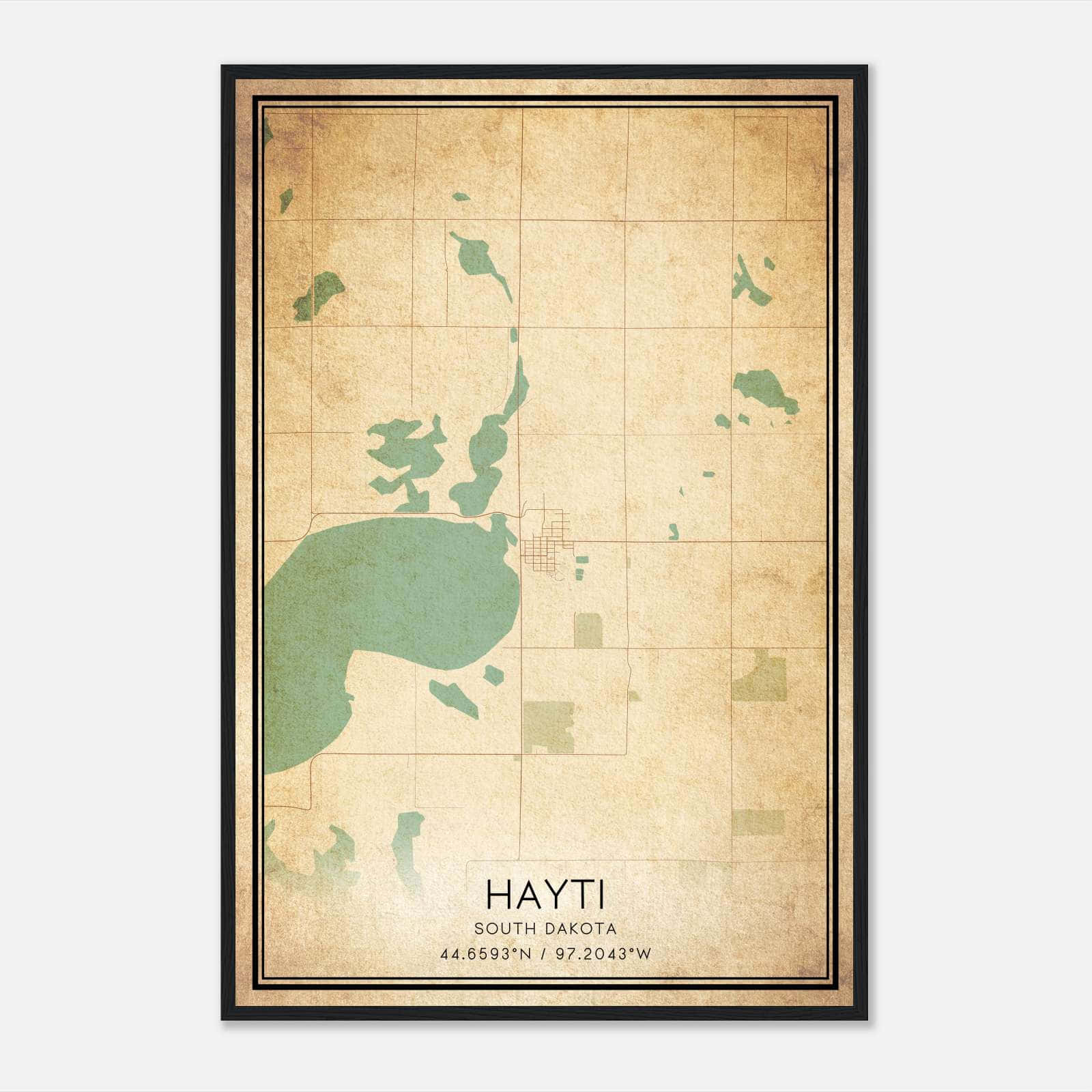 Vintage Hayti South Dakota Map Poster, Hayti SD City Road Wall Art Print Vintage Hayti South Dakota Map Poster, Hayti SD City Road Wall Art Print