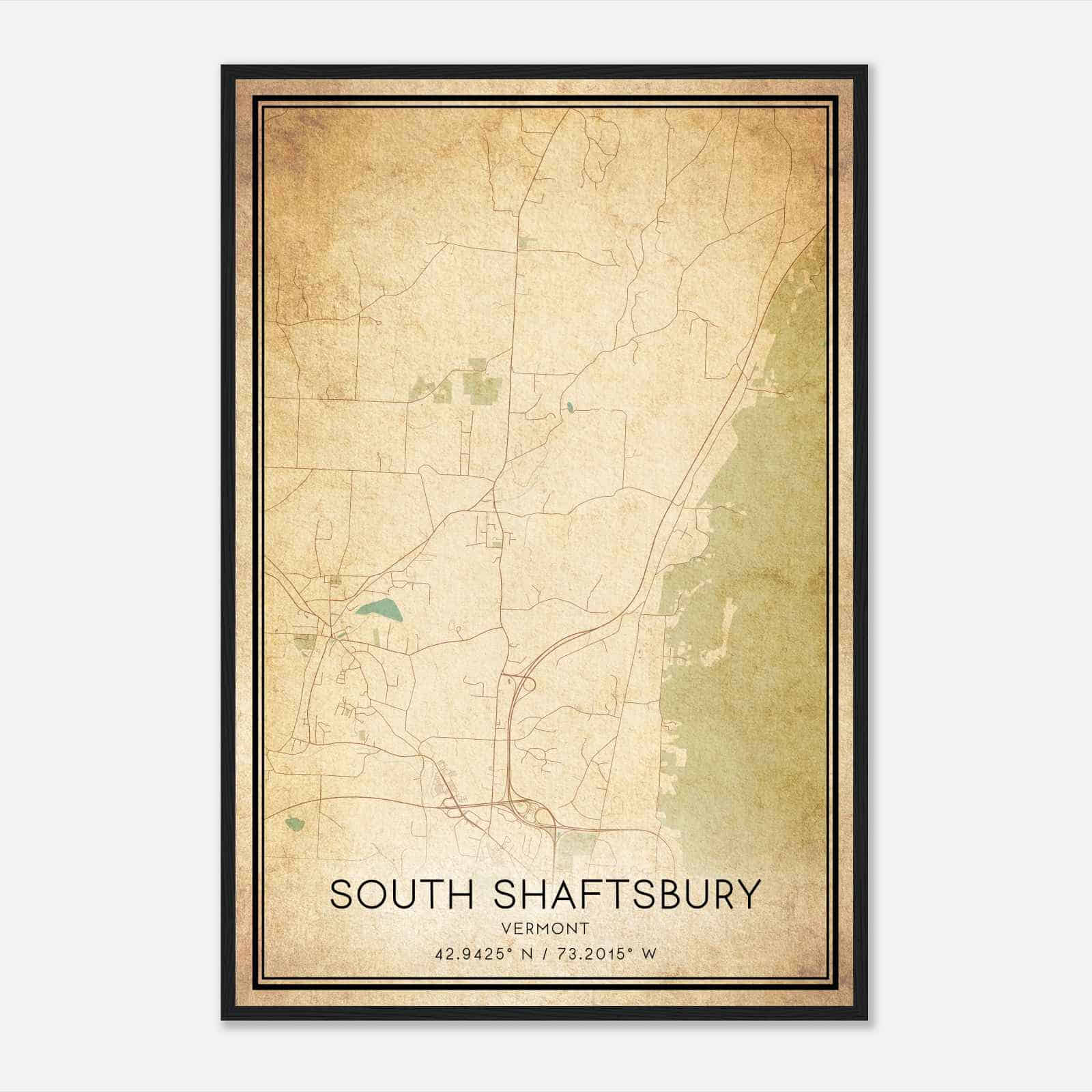 Vintage South Shaftsbury Vermont Map Poster, South Shaftsbury VT City Road Wall Art Print Vintage South Shaftsbury Vermont Map Poster, South Shaftsbury VT City Road Wall Art Print