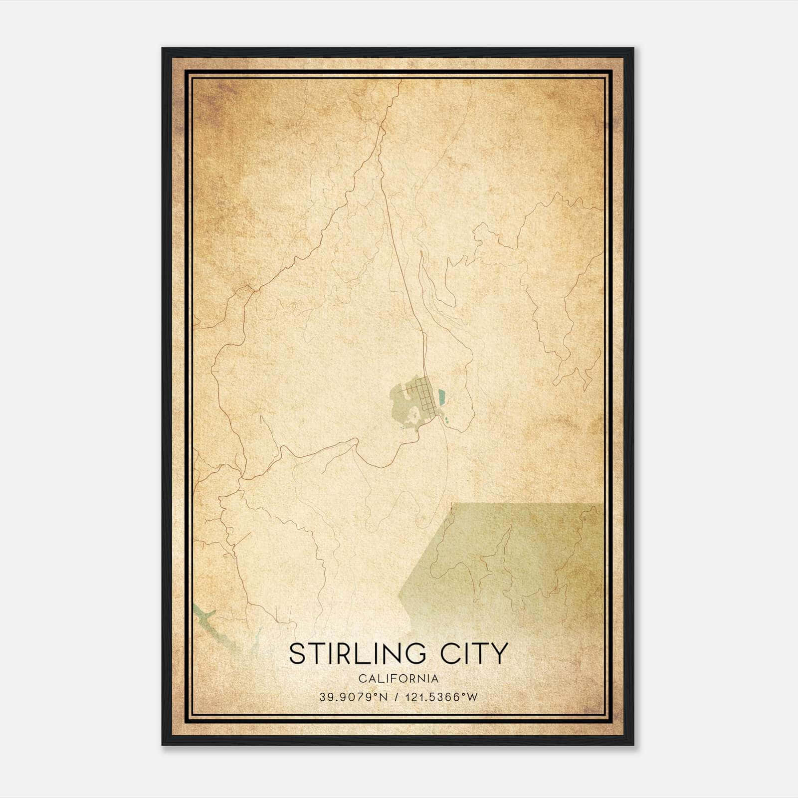 Vintage Stirling City California Map Poster, Stirling City CA City Road Wall Art Print Vintage Stirling City California Map Poster, Stirling City CA City Road Wall Art Print
