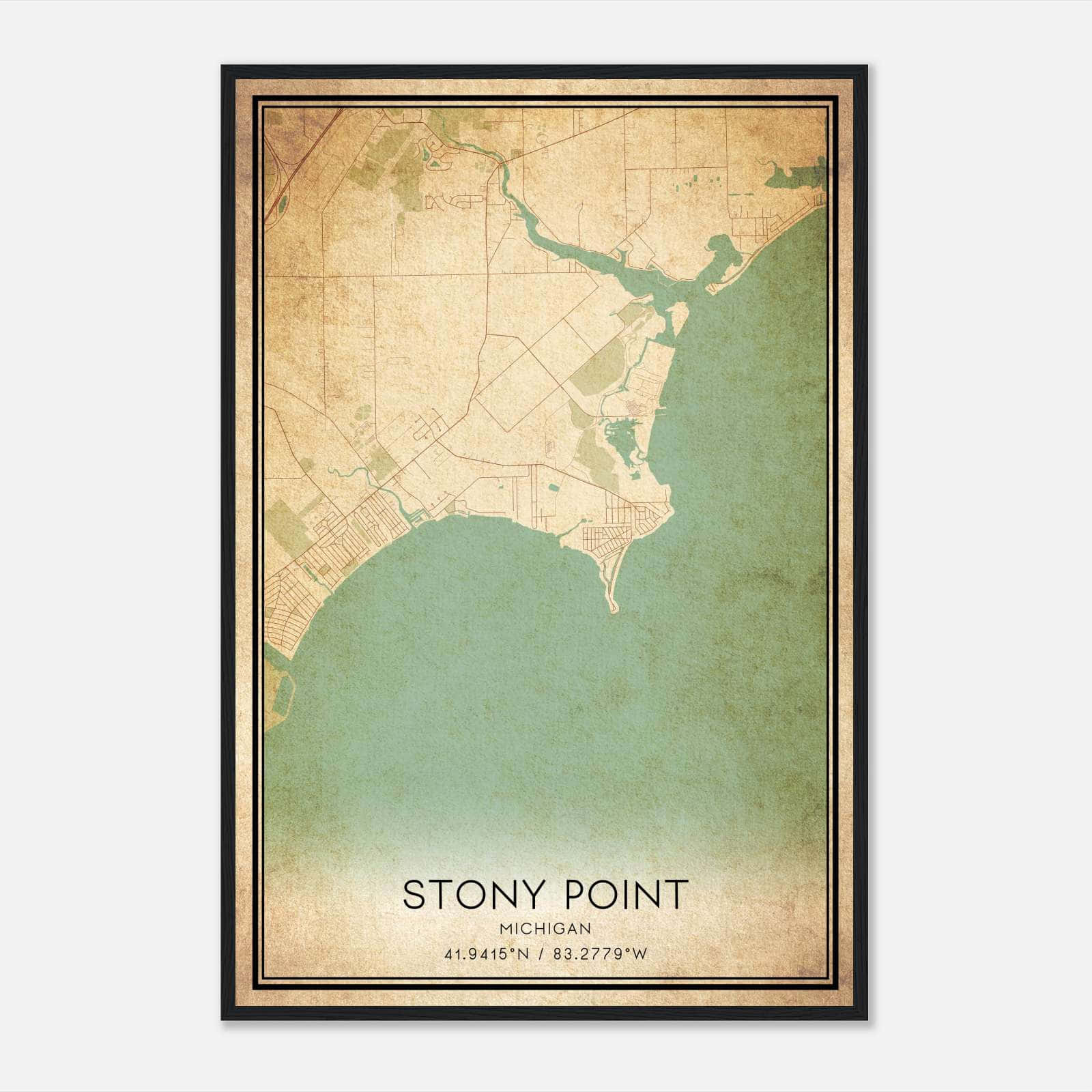 Vintage Stony Point Michigan Map Poster, Stony Point MI City Road Wall Art Print Vintage Stony Point Michigan Map Poster, Stony Point MI City Road Wall Art Print