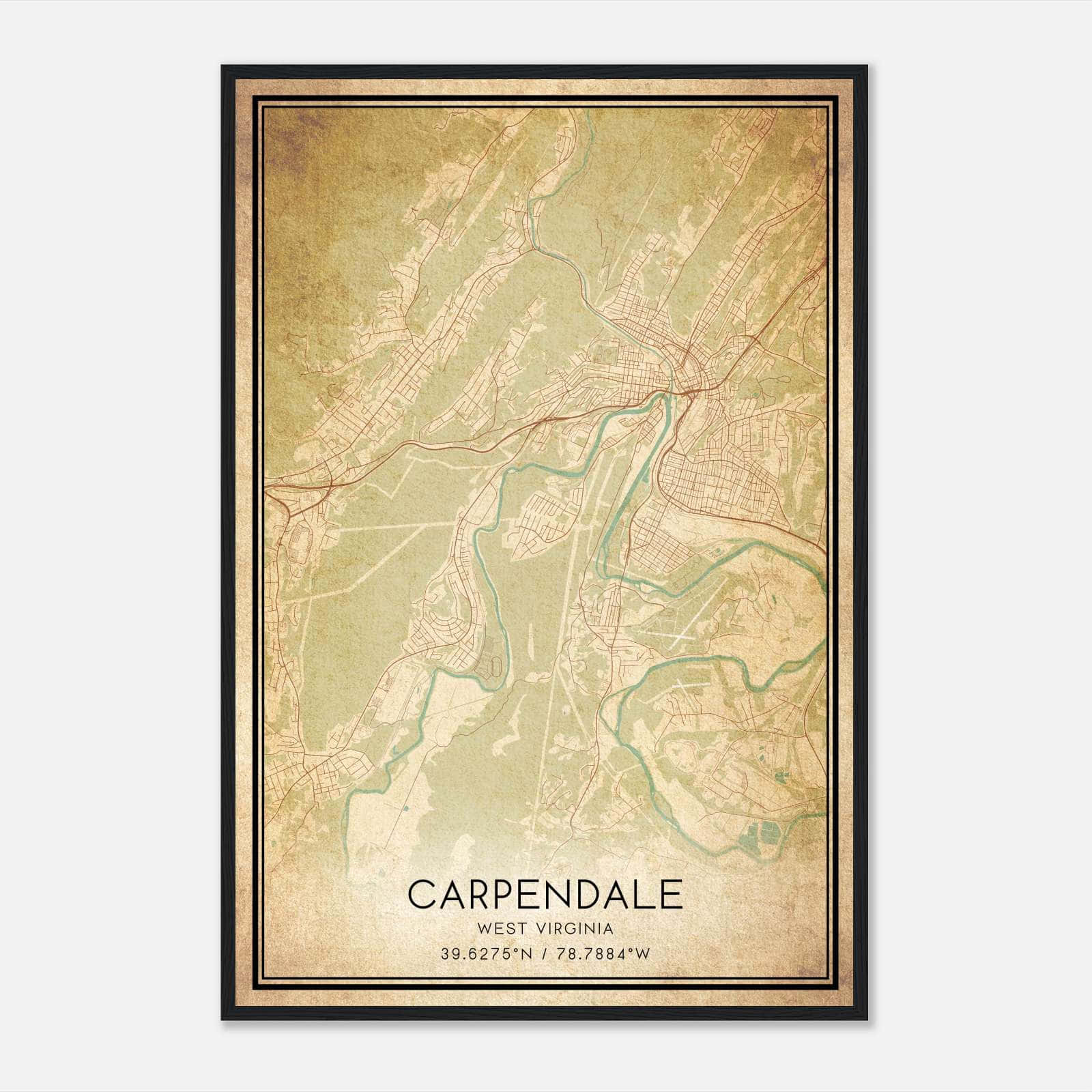 Vintage Carpendale West Virginia Map Poster, Carpendale WV City Road Wall Art Print Vintage Carpendale West Virginia Map Poster, Carpendale WV City Road Wall Art Print
