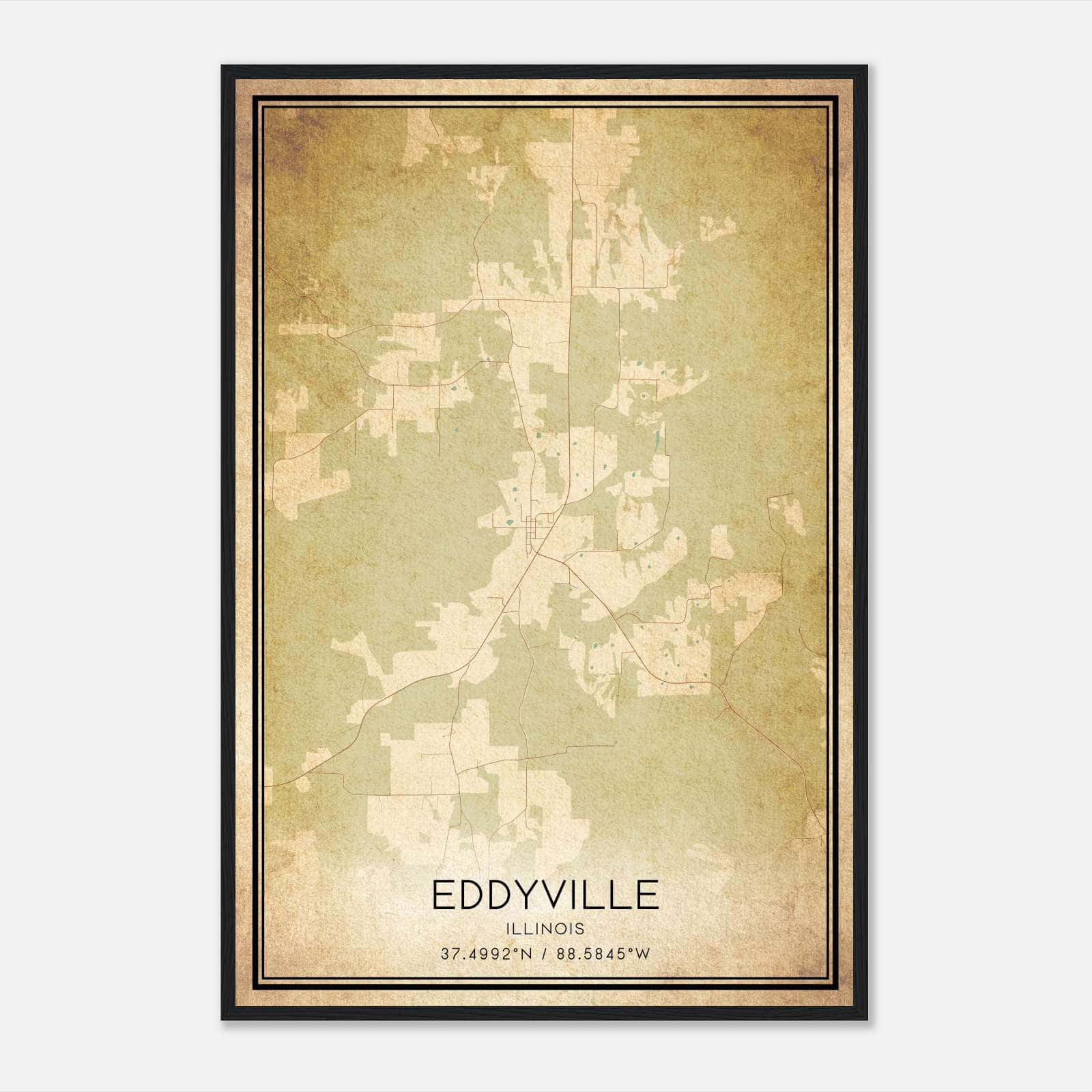 Vintage Eddyville Illinois Map Poster, Eddyville IL City Road Wall Art Print Vintage Eddyville Illinois Map Poster, Eddyville IL City Road Wall Art Print