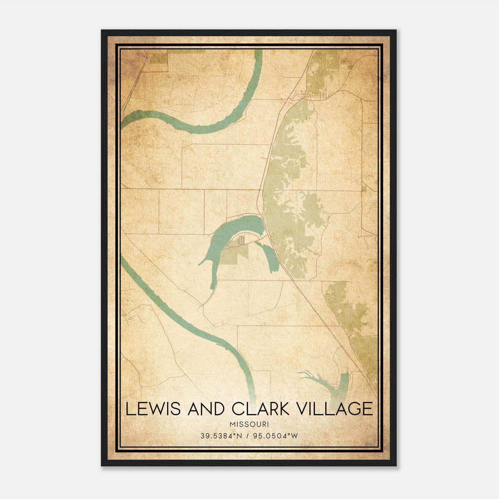 Vintage Lewis And Clark Village Missouri Map Poster, Lewis And Clark Village MO City Road Wall Art Print Vintage Lewis And Clark Village Missouri Map Poster, Lewis And Clark Village MO City Road Wall Art Print