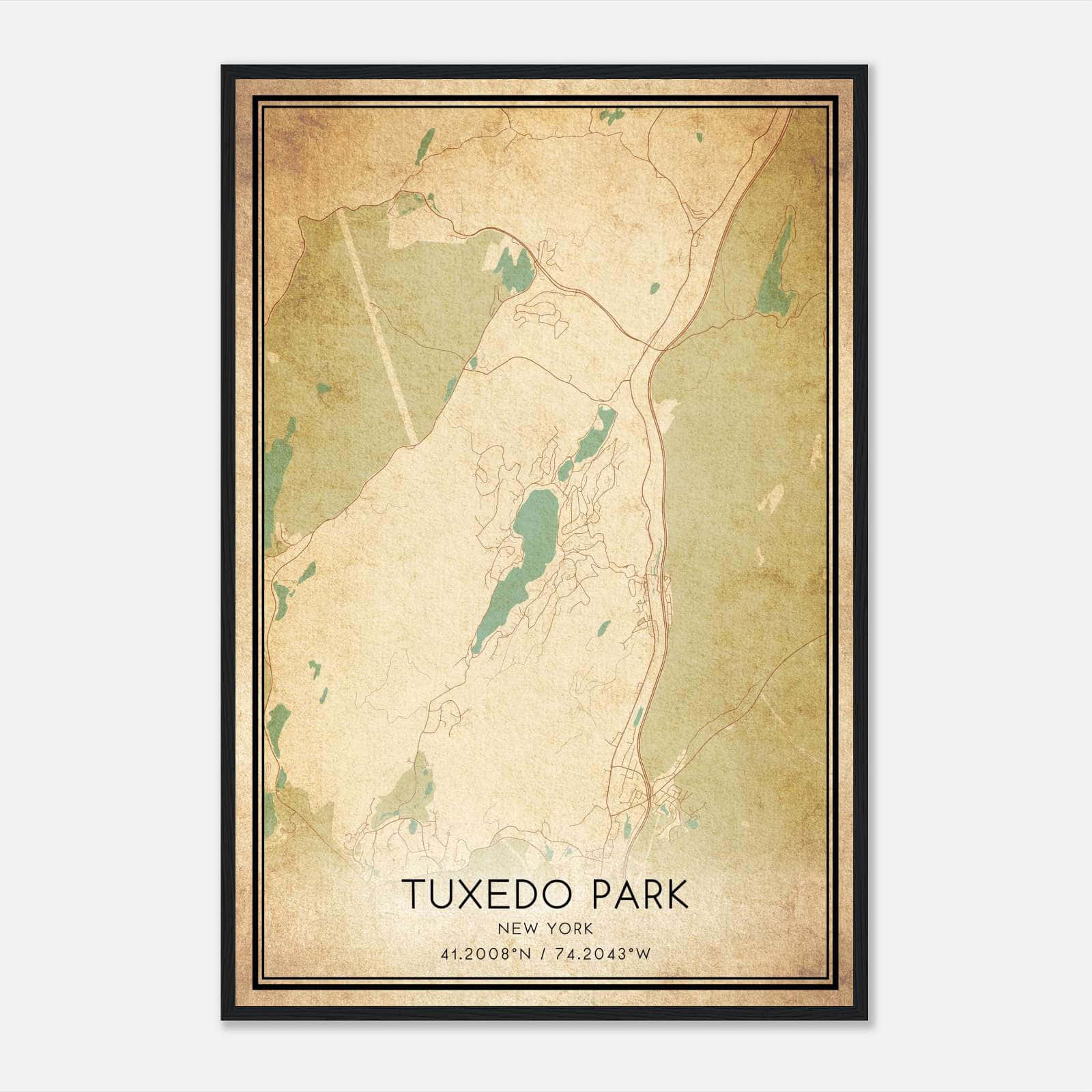 Vintage Tuxedo Park New York Map Poster, Tuxedo Park NY City Road Wall Art Print Vintage Tuxedo Park New York Map Poster, Tuxedo Park NY City Road Wall Art Print