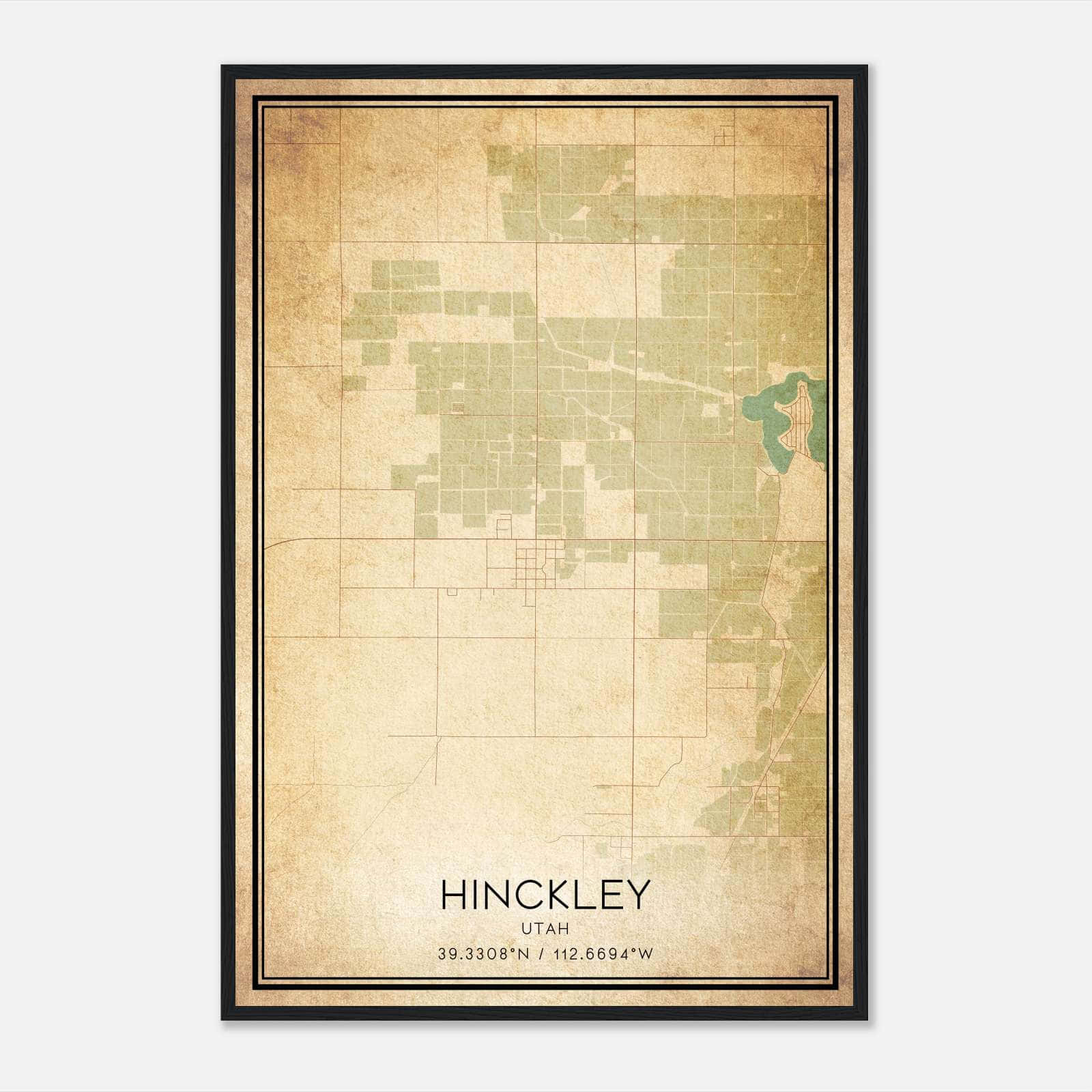 Vintage Hinckley Utah Map Poster, Hinckley UT City Road Wall Art Print Vintage Hinckley Utah Map Poster, Hinckley UT City Road Wall Art Print