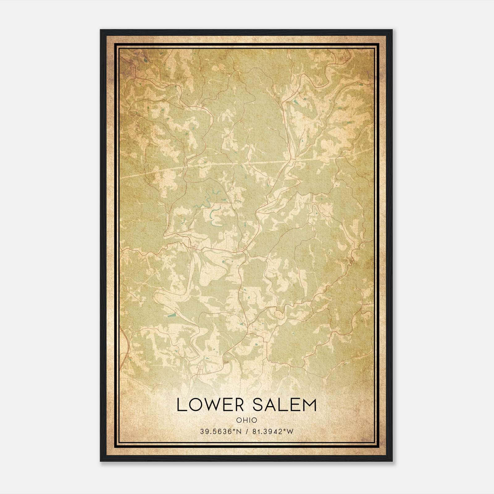 Vintage Lower Salem Ohio Map Poster, Lower Salem OH City Road Wall Art Print Vintage Lower Salem Ohio Map Poster, Lower Salem OH City Road Wall Art Print